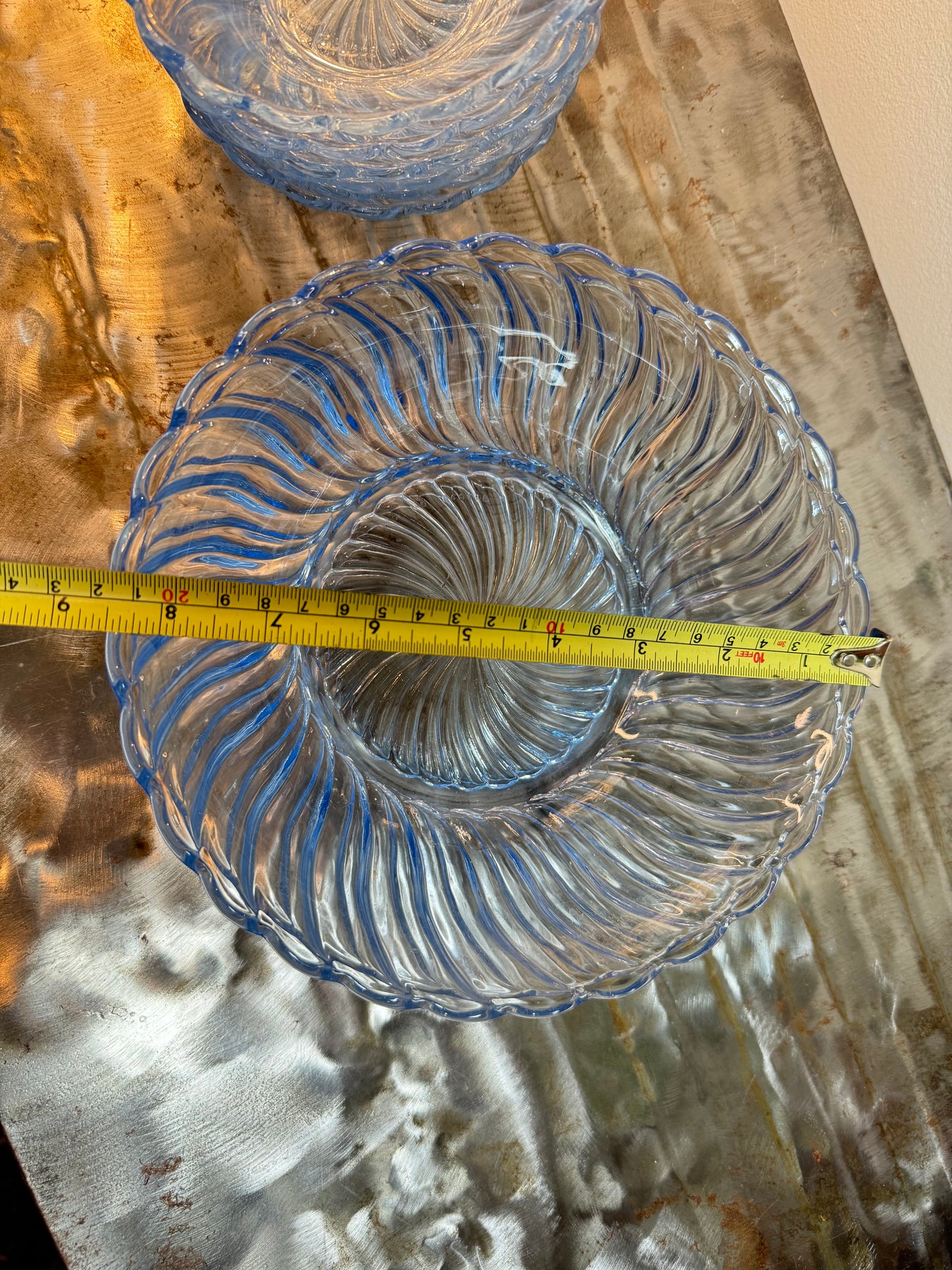 Glass Dessert Bowl Set. Bagley England. Vintage Depression Glass.
