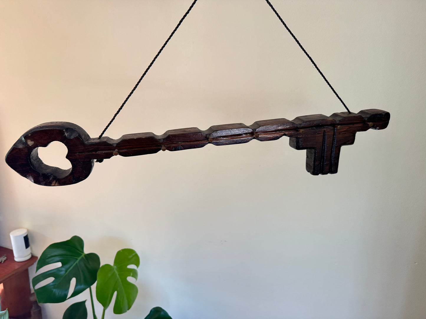 Large Rustic Wooden Key Hook Holder | Vintage Retro | Folk Art | Handcrafted |