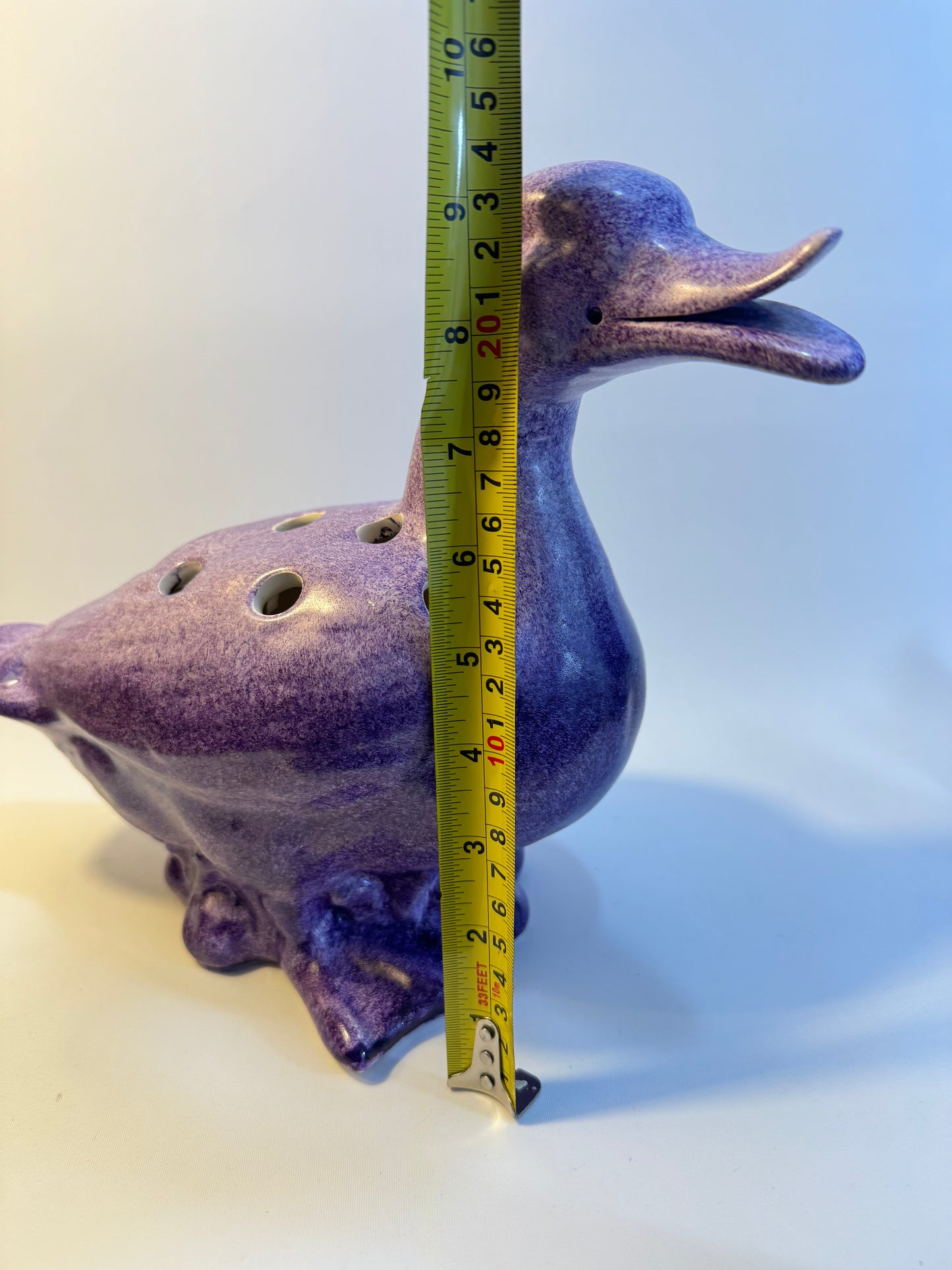 Ceramic Flower Duck | Vintage Retro | Purple Flower Frog Vase | French |