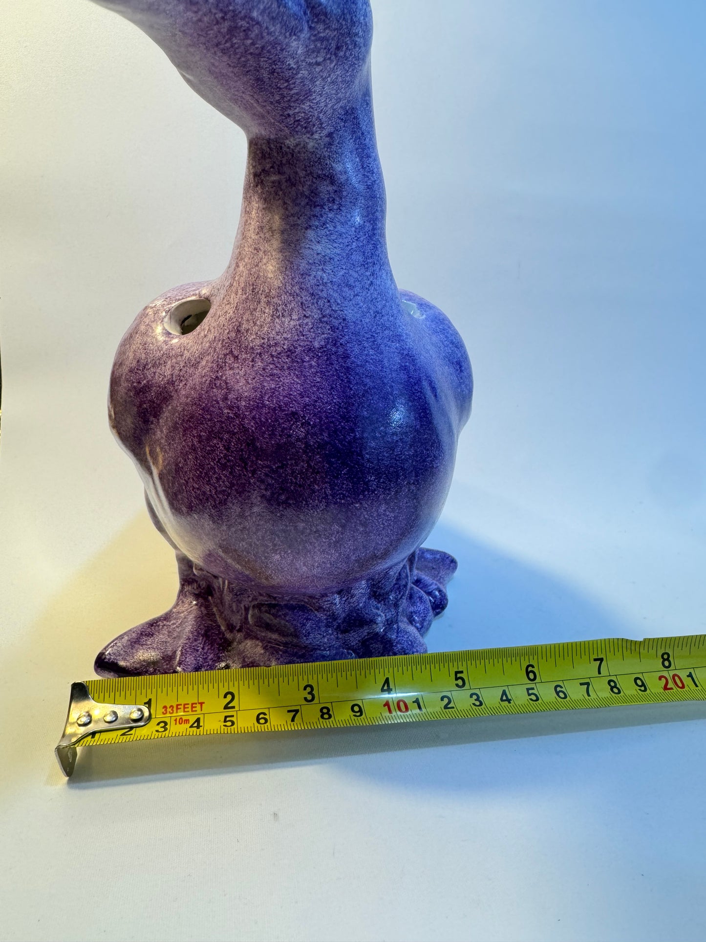Ceramic Flower Duck | Vintage Retro | Purple Flower Frog Vase | French |