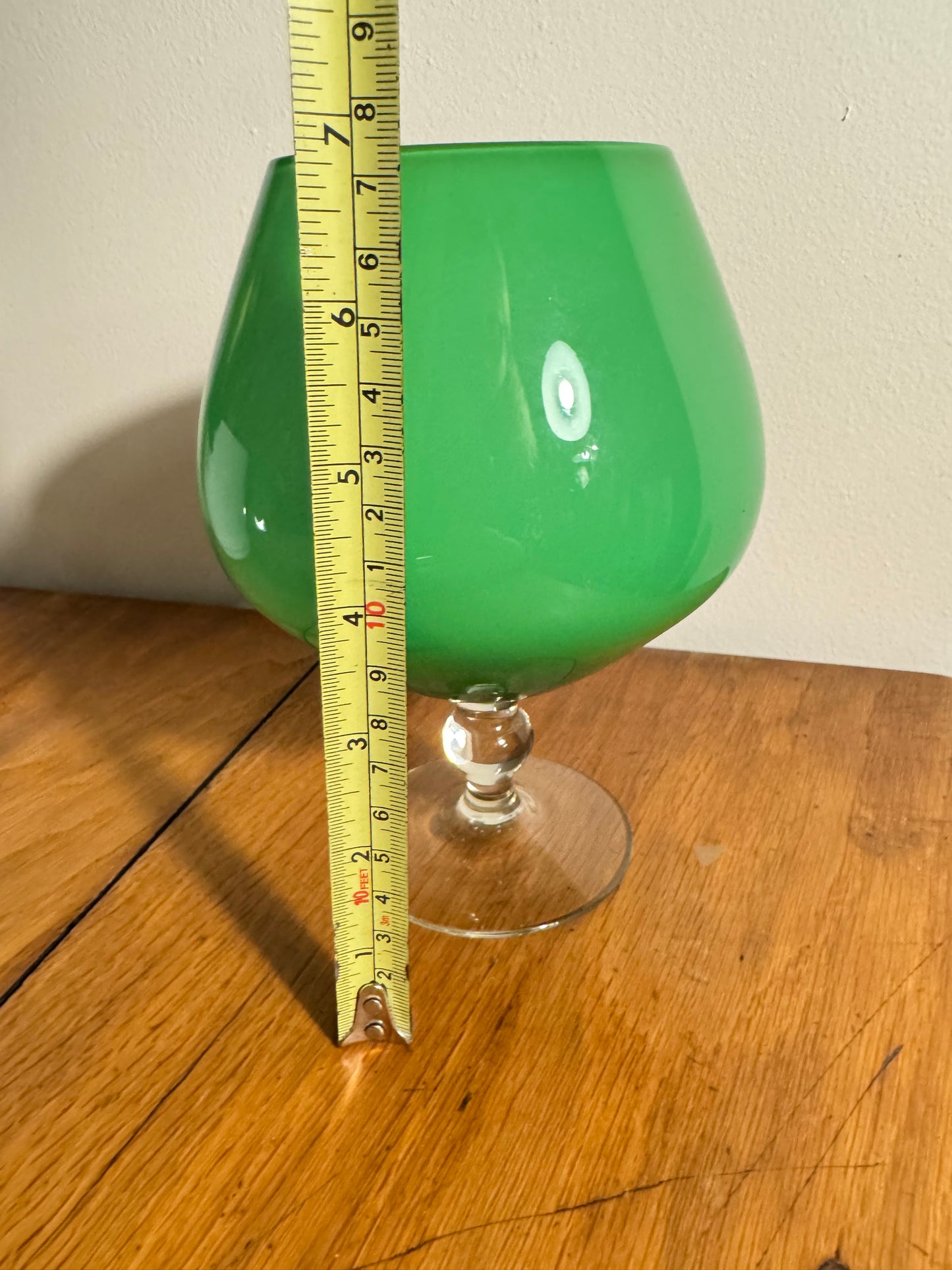 Cased Green Glass Brandy Snifter | Vintage Retro | Unusual Unique Quirky |
