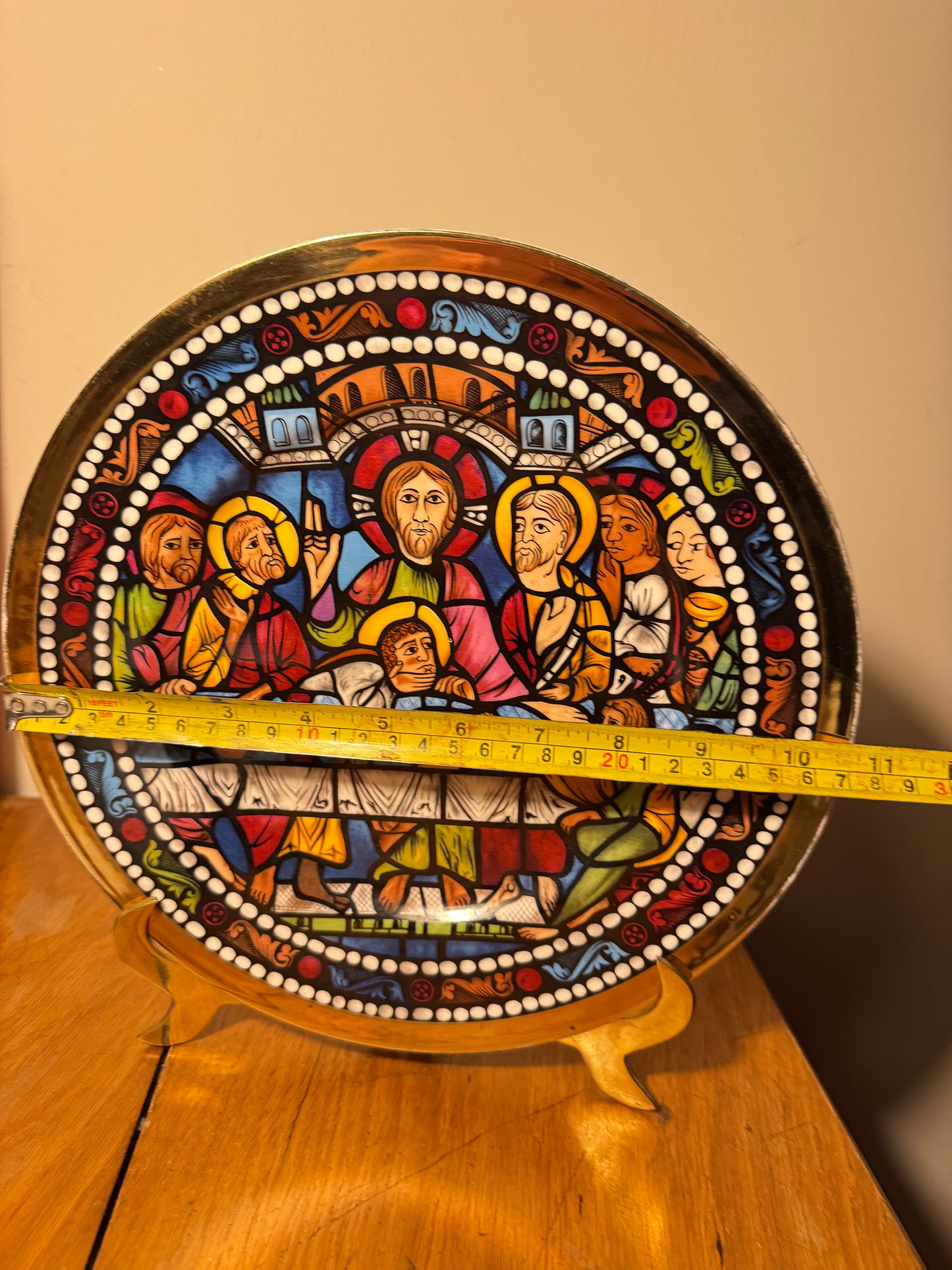 Decorative Colourful Wall Plate of Last Supper | Bone China | Made in England | Religious Quirky | Vintage Retro |
