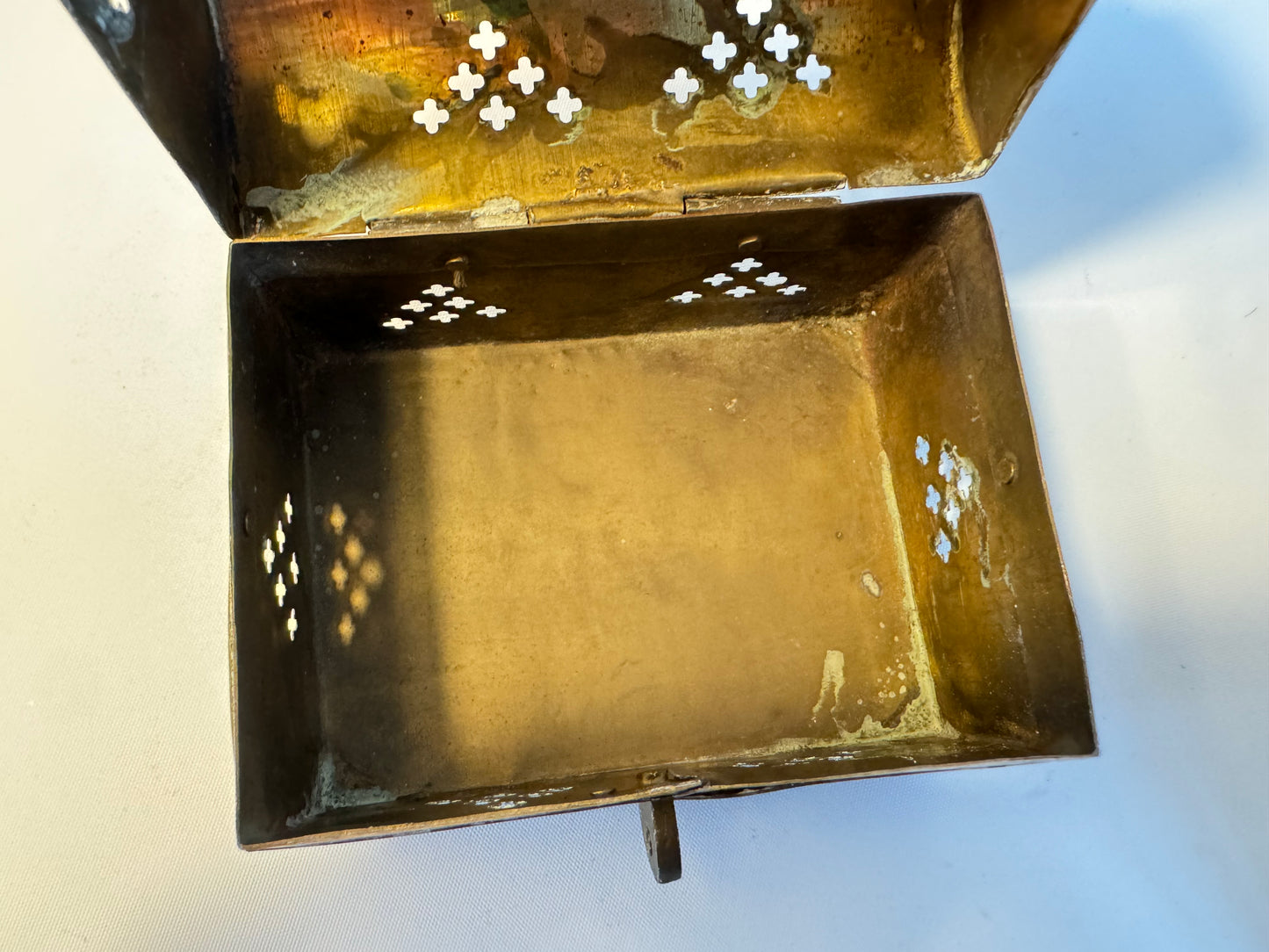 Small Brass Trinket Box | Miniature Chest | Vintage Retro Quirky |