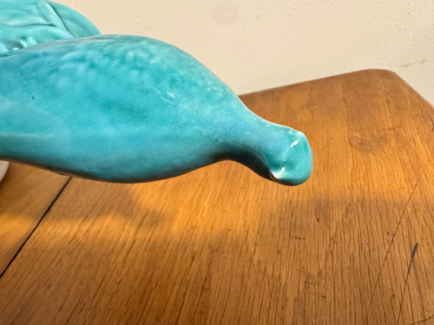 Turquoise Green Ceramic Pheasant Statue Ornament | Vintage Retro Decor | Made in UK |