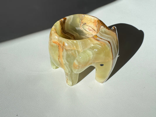 Onyx Elephant Tealight Candle Holder | Vintage Retro | Handmade Decor |