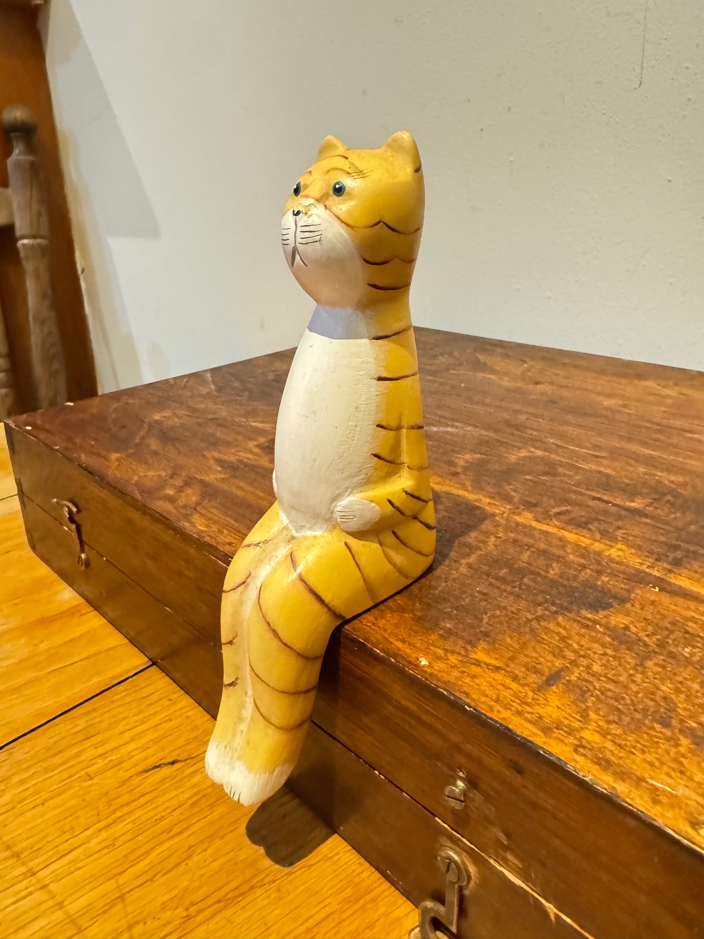 Hand Carved & Painted Shelf Sitter Animals | Folk Art | Vintage Retro Quirky | Cat Dog Cow Seal Rooster |