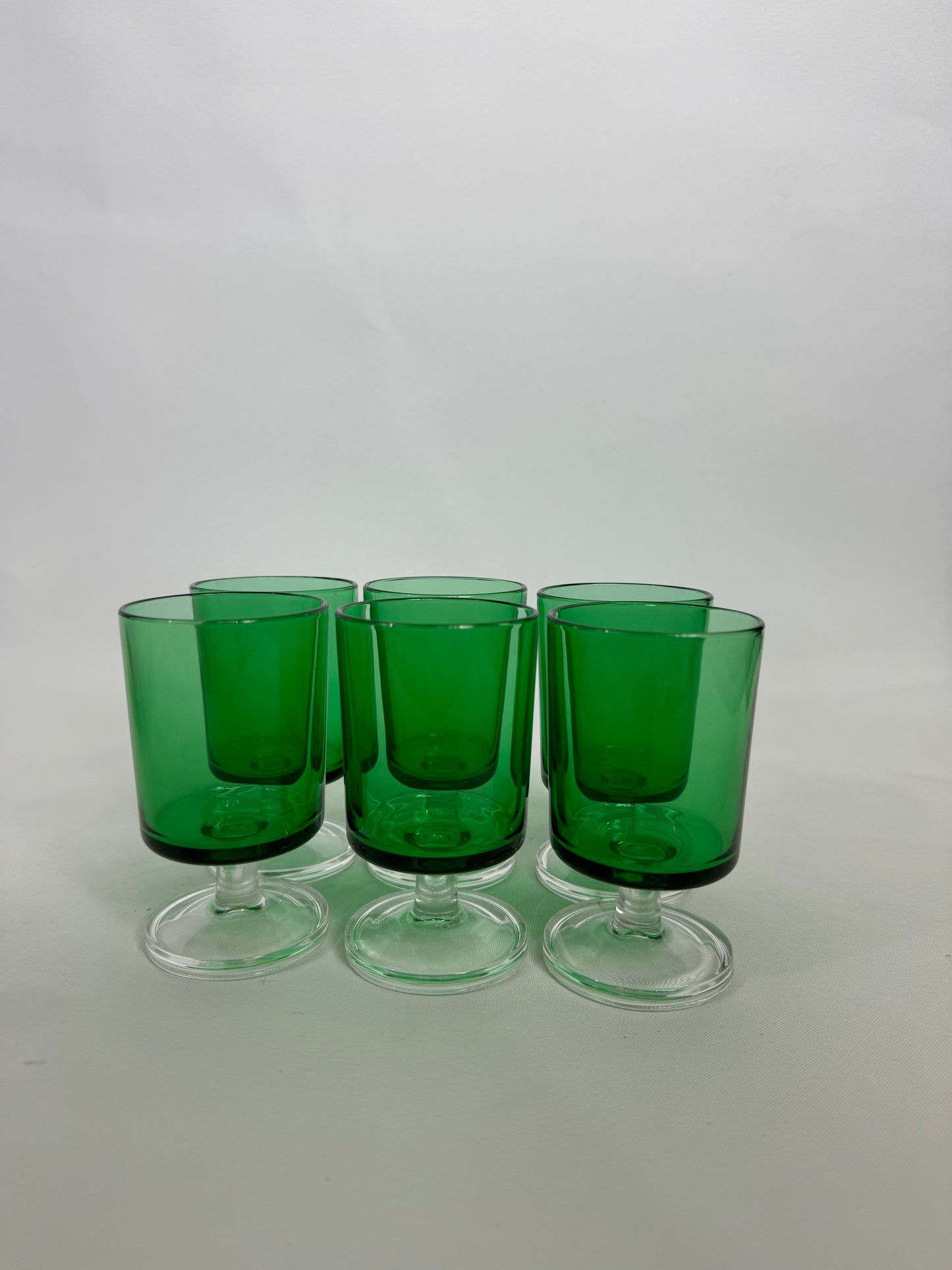 Small Green Luminarc Glasses. Barware | Wine Glass/ Apertivito glass | Vintage Retro