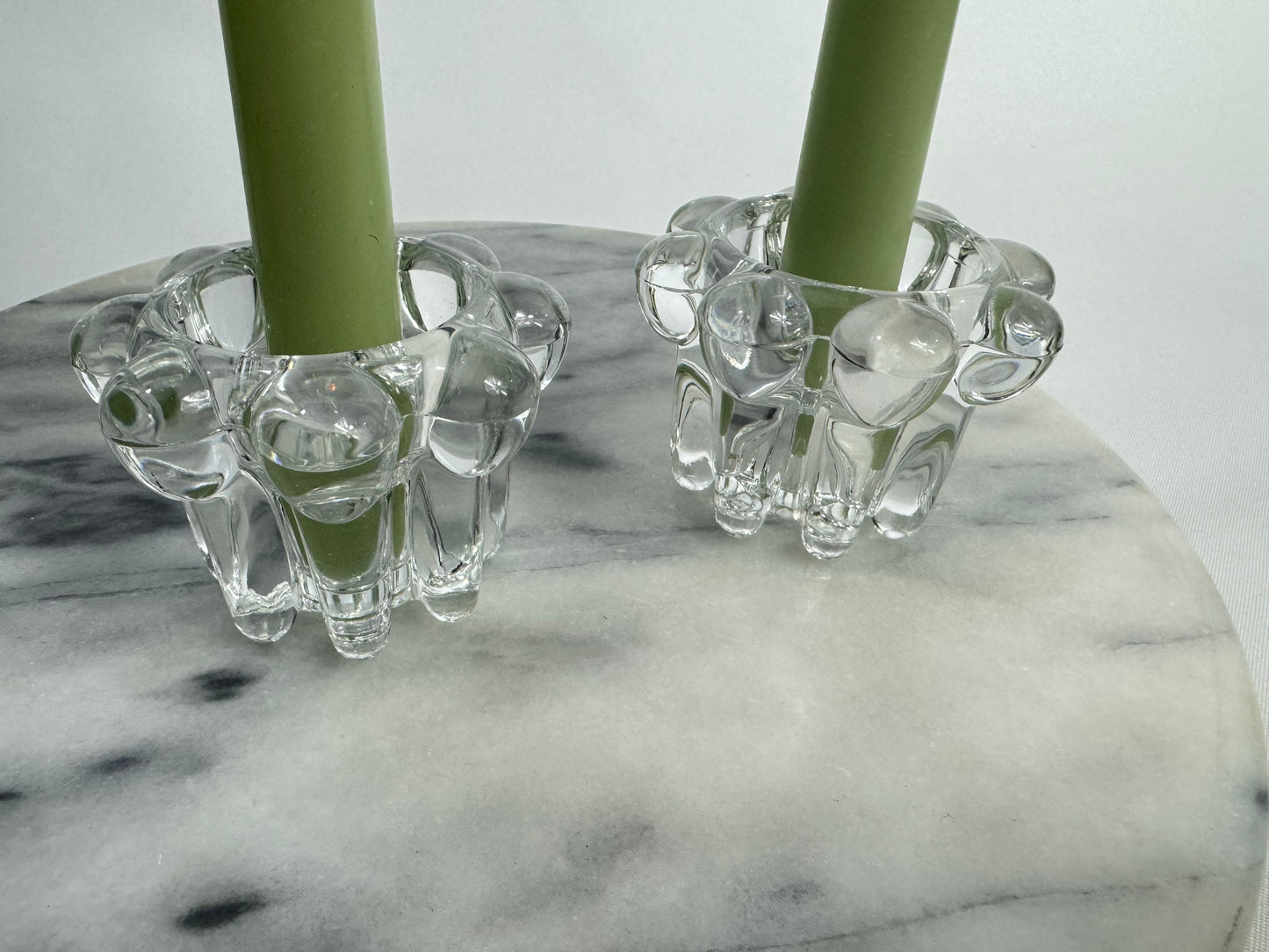Reims Glass Bobble Candlestick Holders | Set of 2 | Vintage Retro | French Made in France |