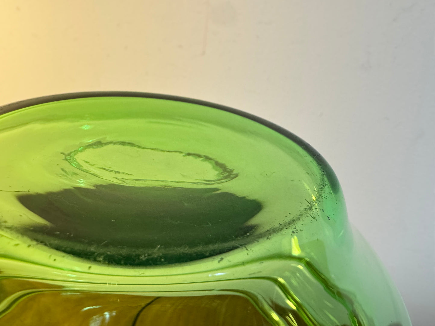 Green Hooped Glass Vase | Vintage Retro | Unusual Unique Quirky | Scandi |