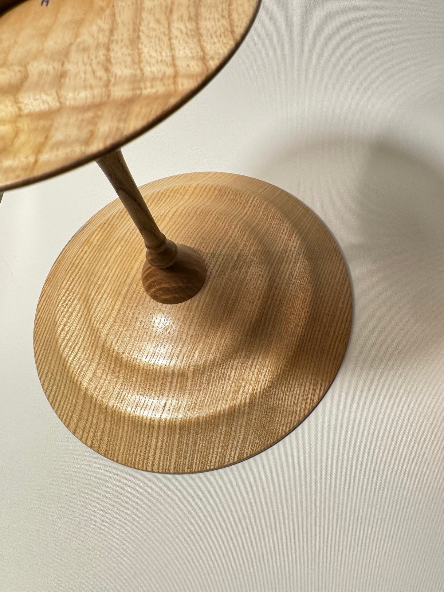 Handmade Ash Wood Pedestal Platter/Bowl | Dinner Party Serveware | Vintage Retro | Scandi | MCM Mid Century |