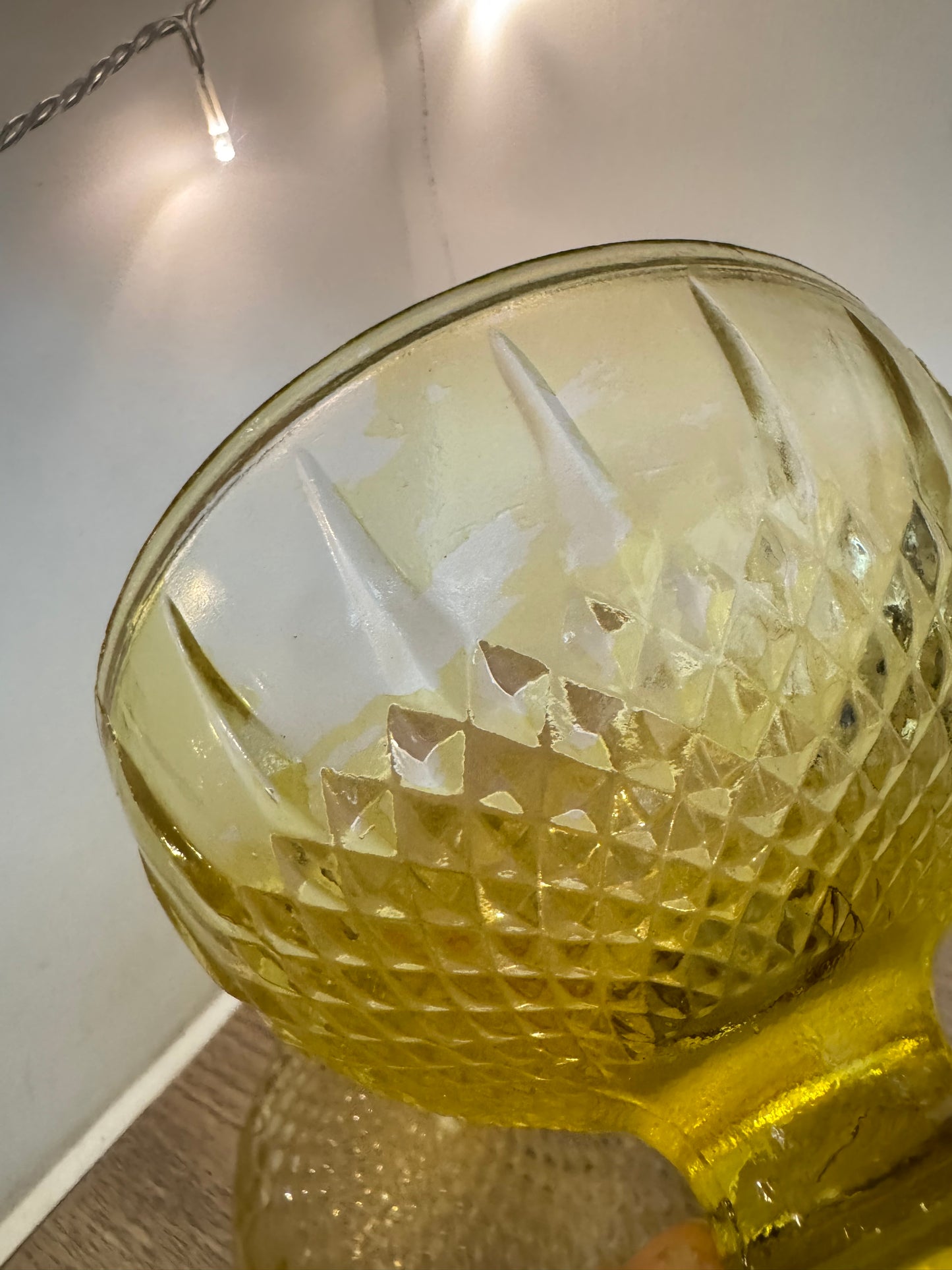 Yellow Glass Lidded Pedestal Bon Bon Dish | Vintage Retro Candy Dish