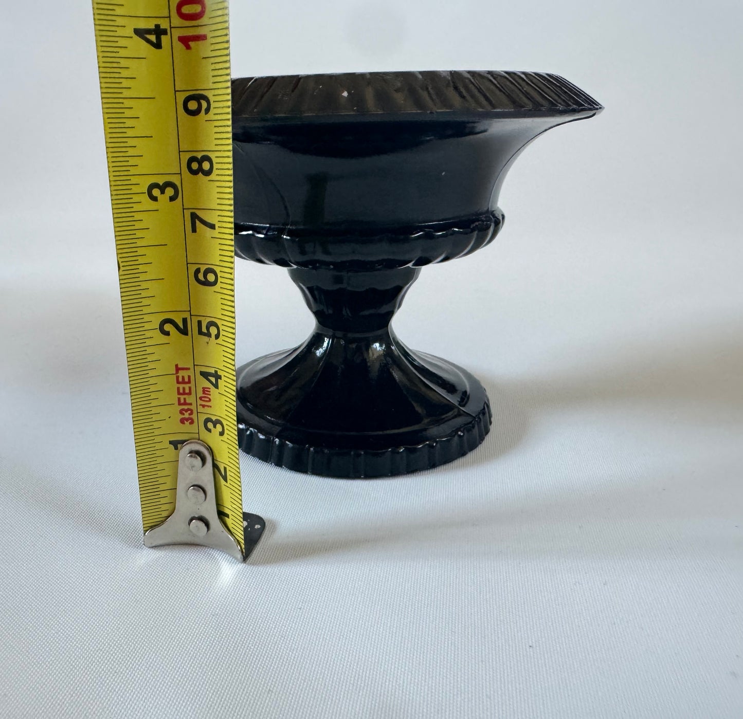 Black Amethyst Style Glass Pedestal Plant Base | Vase/Footed Bowl | Vintage Retro |