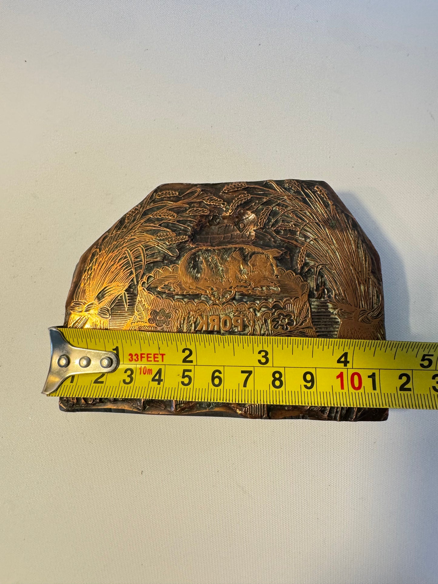 Antique Small Copper Pork Pie Wall Hanging | Vintage Retro | Unique Quirky Unusual |