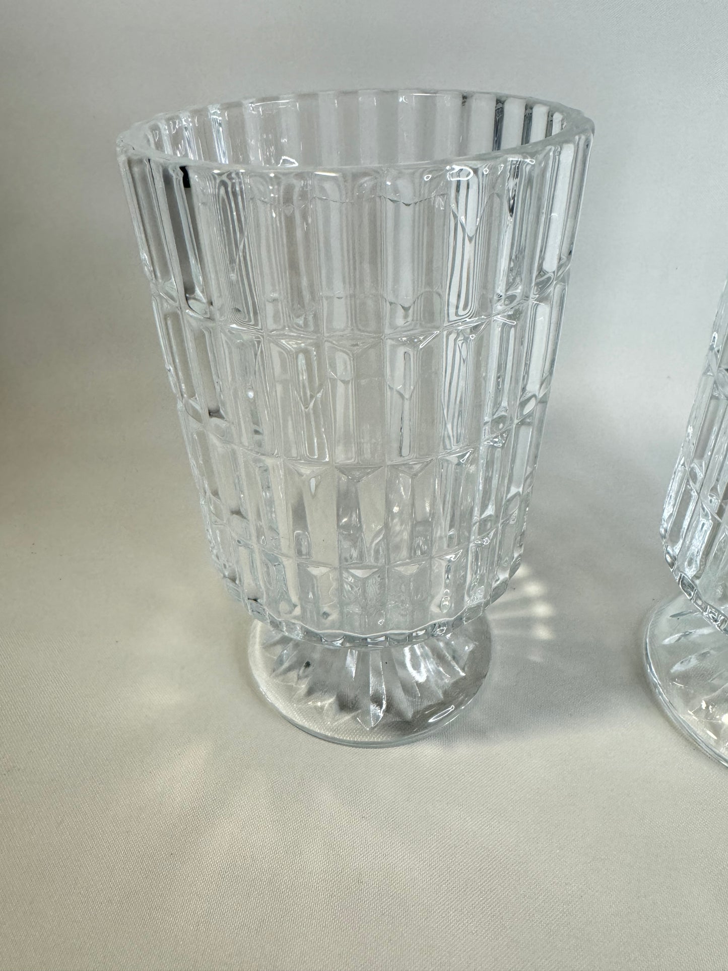 Pair of Retro Clear Footed Vases