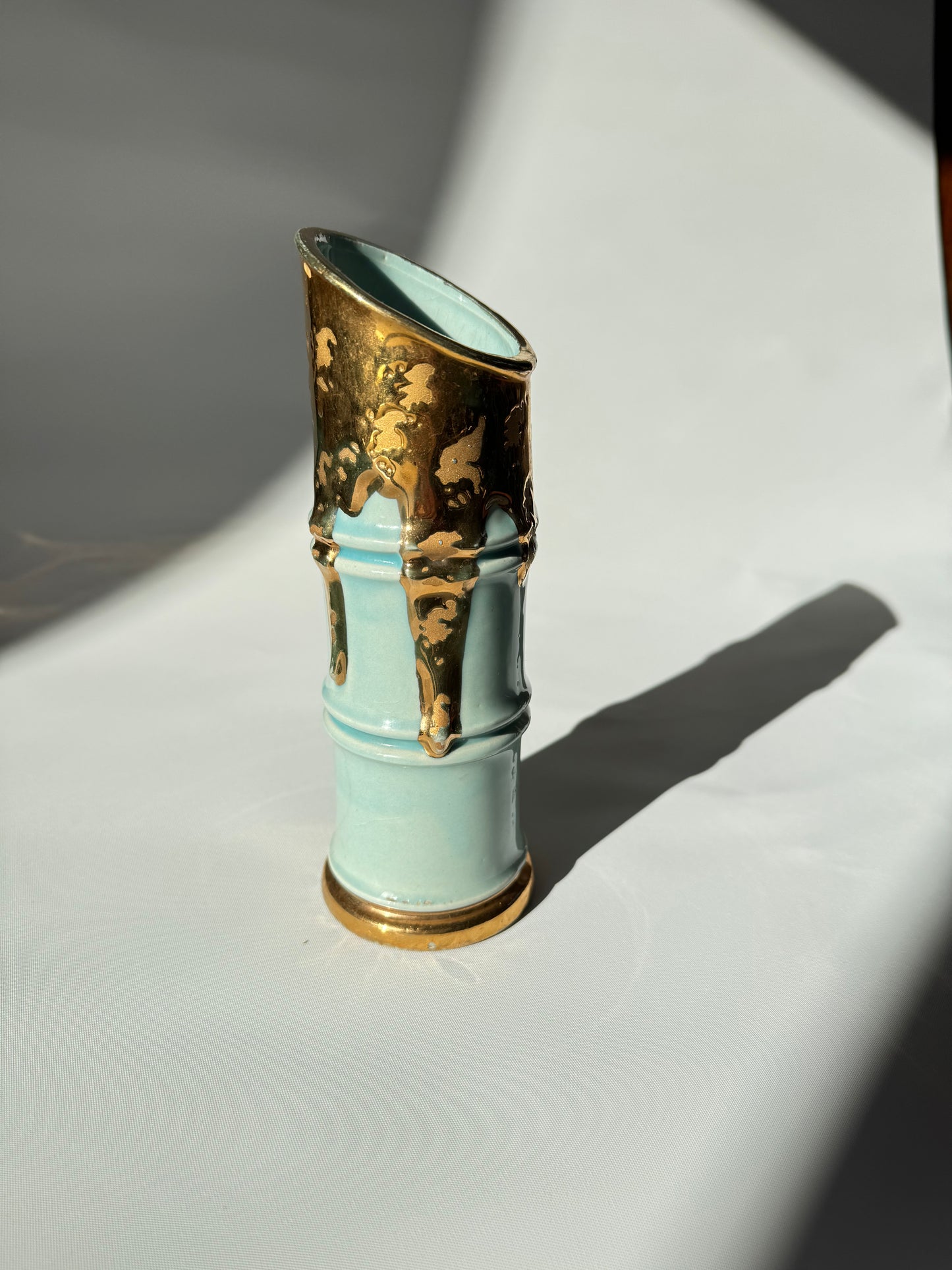 Weeping Gold & Blue Bamboo Vase