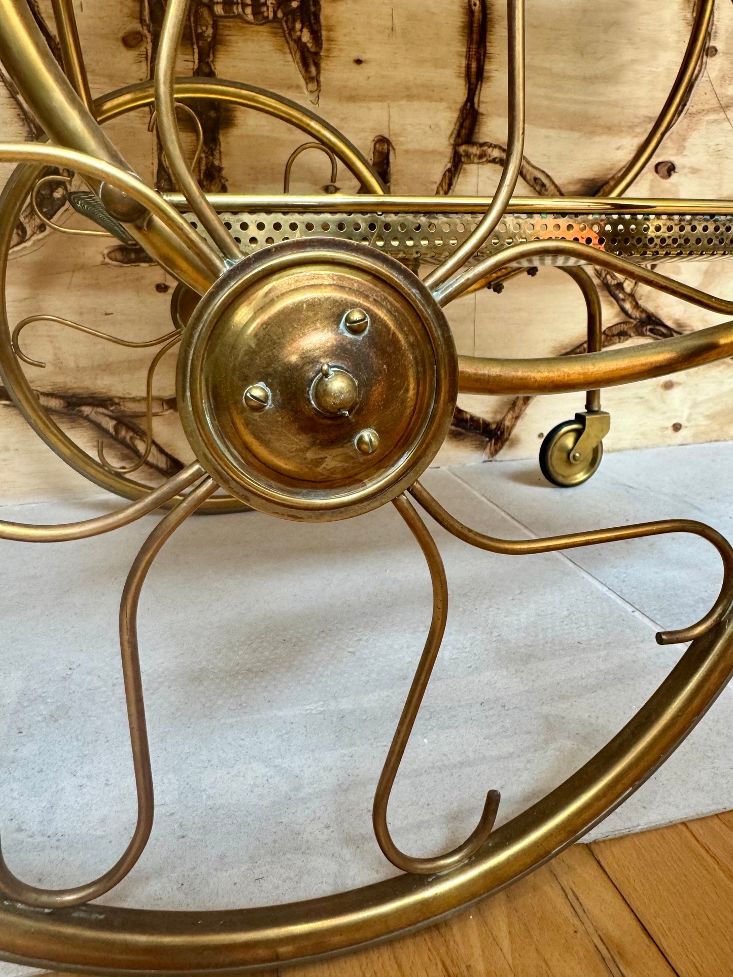 Josef Franc Brass Bar Trolley | Vintage Antique Homeware Decor |