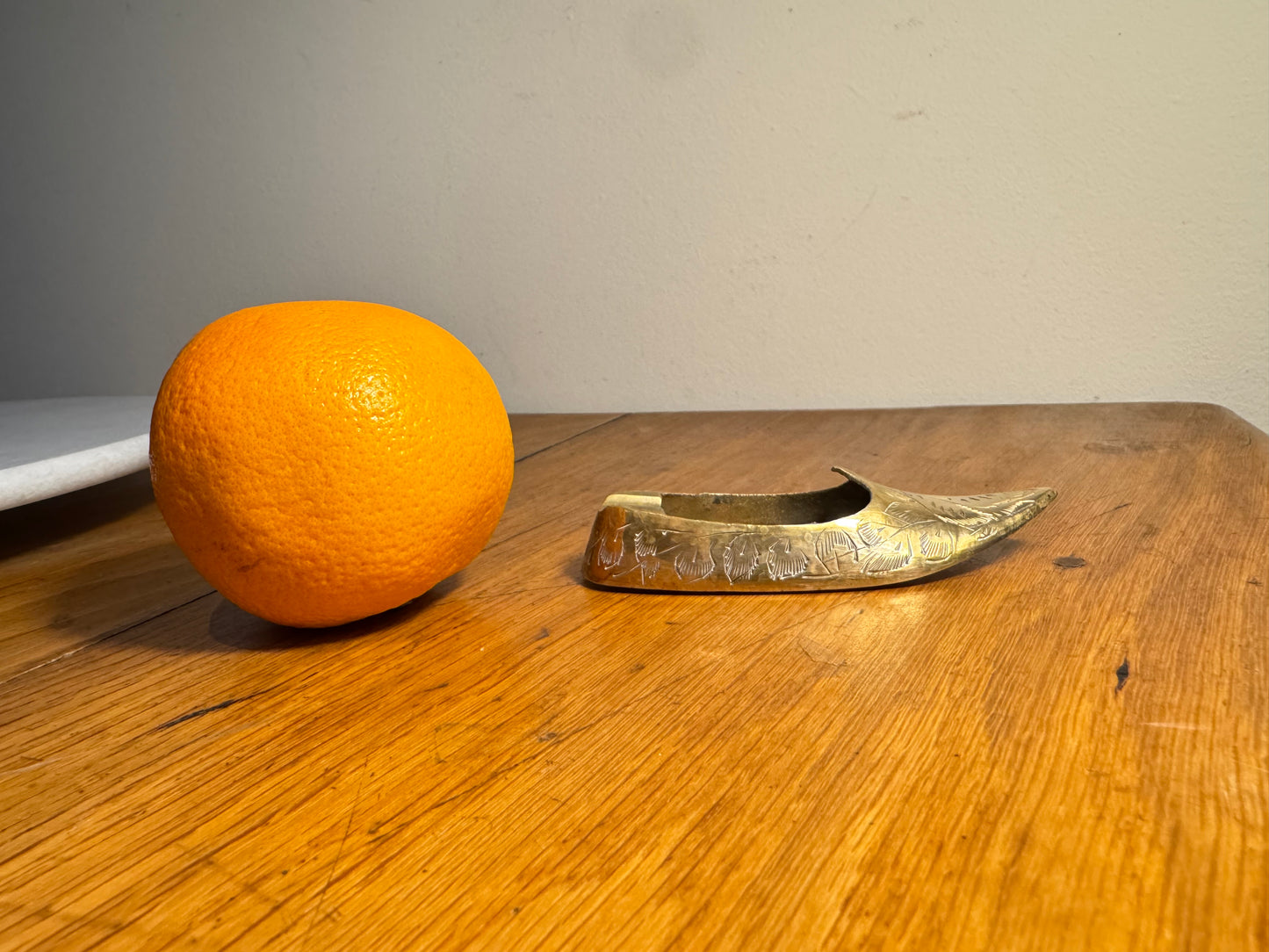 Small Brass Shoe/Slipper Miniature Ashtray | Vintage Retro Quirky | Hand Etched |