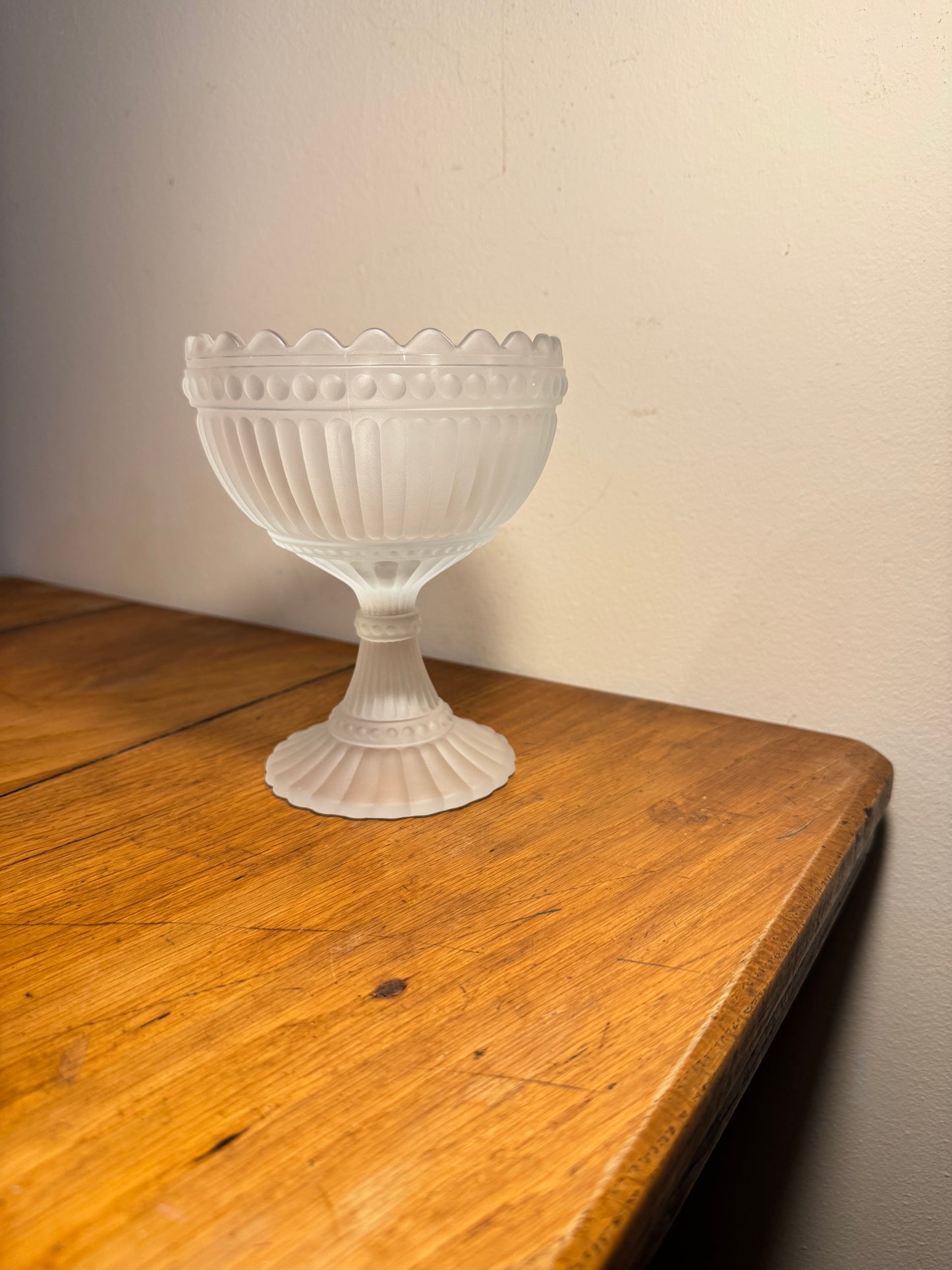 Marrimekko Mariskooli Footed Glass Bowl | Iittala | Vintage Retro Decor | Frosted/Blue |