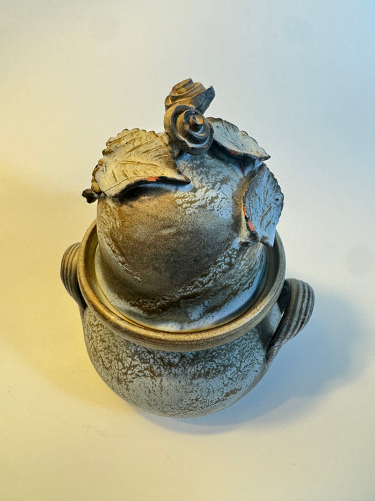 Unusual Shape Stoneware Ceramic Lidded Pot | Studio Pottery | Vintage Retro | Unique Quirky |