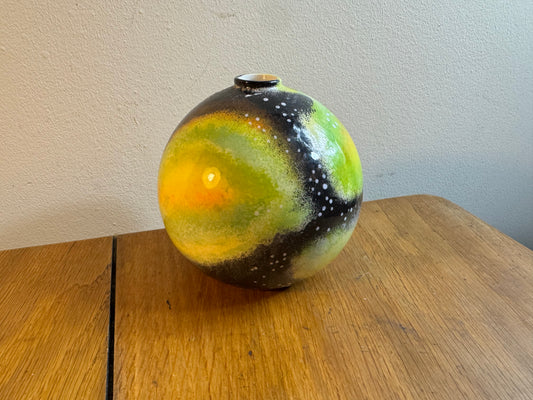 Small Studio Pottery Round Bud Vase | Galaxy Cosmic | Vintage Retro | MCM Mid Century Decor | Sphere Vase |