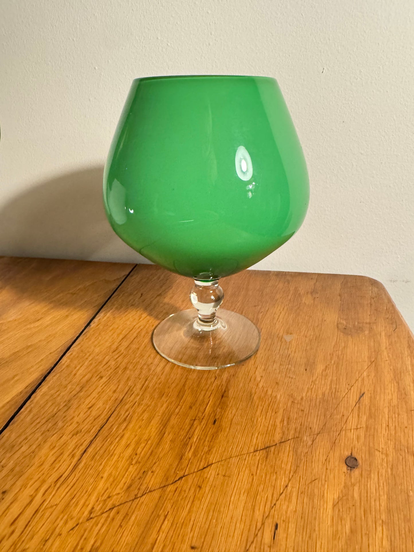 Cased Green Glass Brandy Snifter | Vintage Retro | Unusual Unique Quirky |