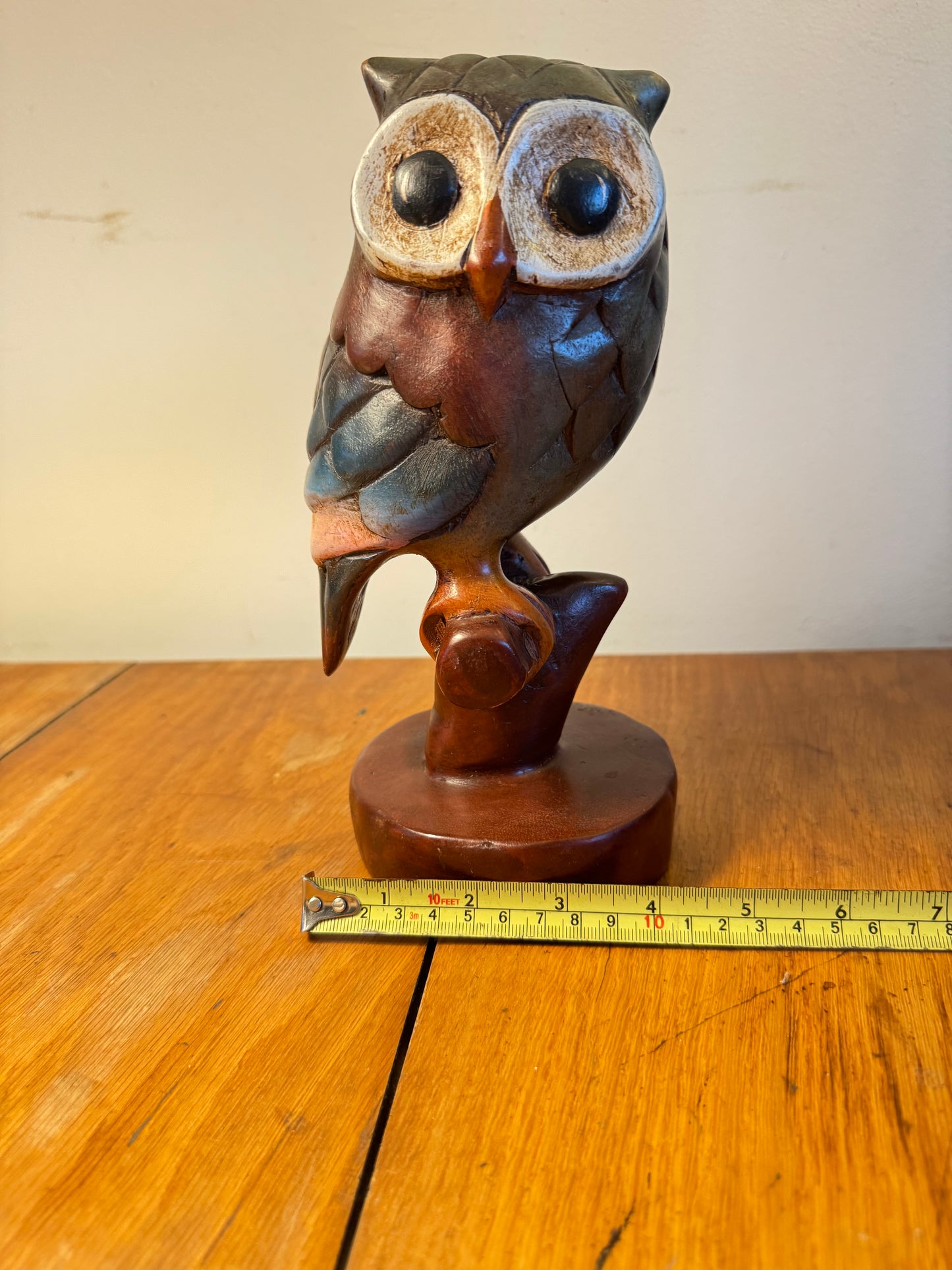 Handcarved Wooden Owl | Vintage Quirky Decor | Folk Art | Bird Sculpture |