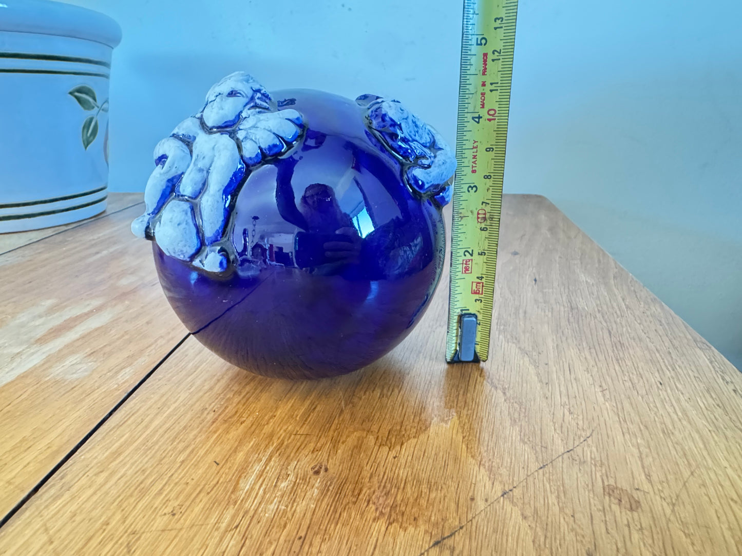 Ceramic Glazed Orb with Cherub Detail | Vintage Retro |