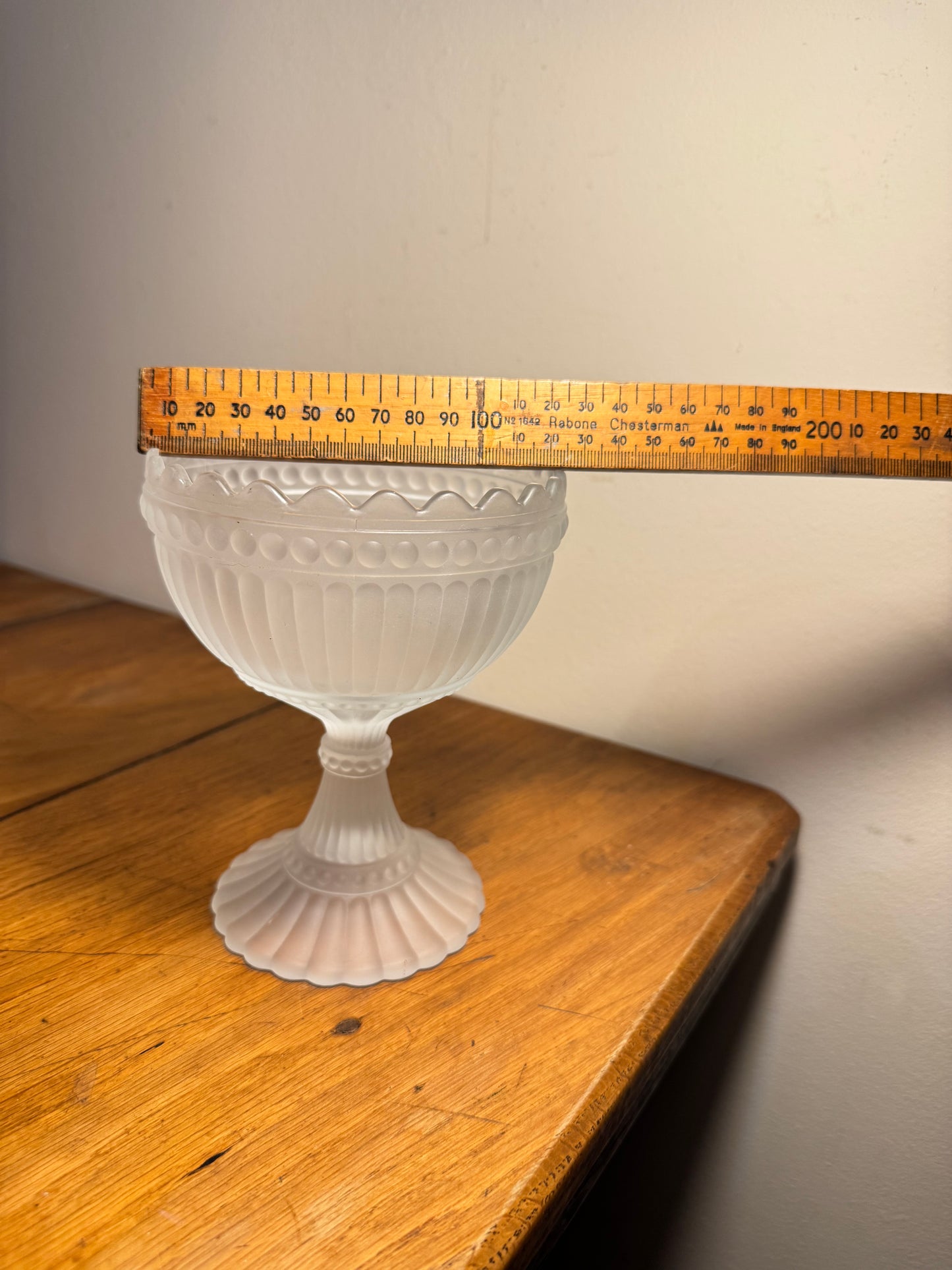 Marrimekko Mariskooli Footed Glass Bowl | Iittala | Vintage Retro Decor | Frosted/Blue |