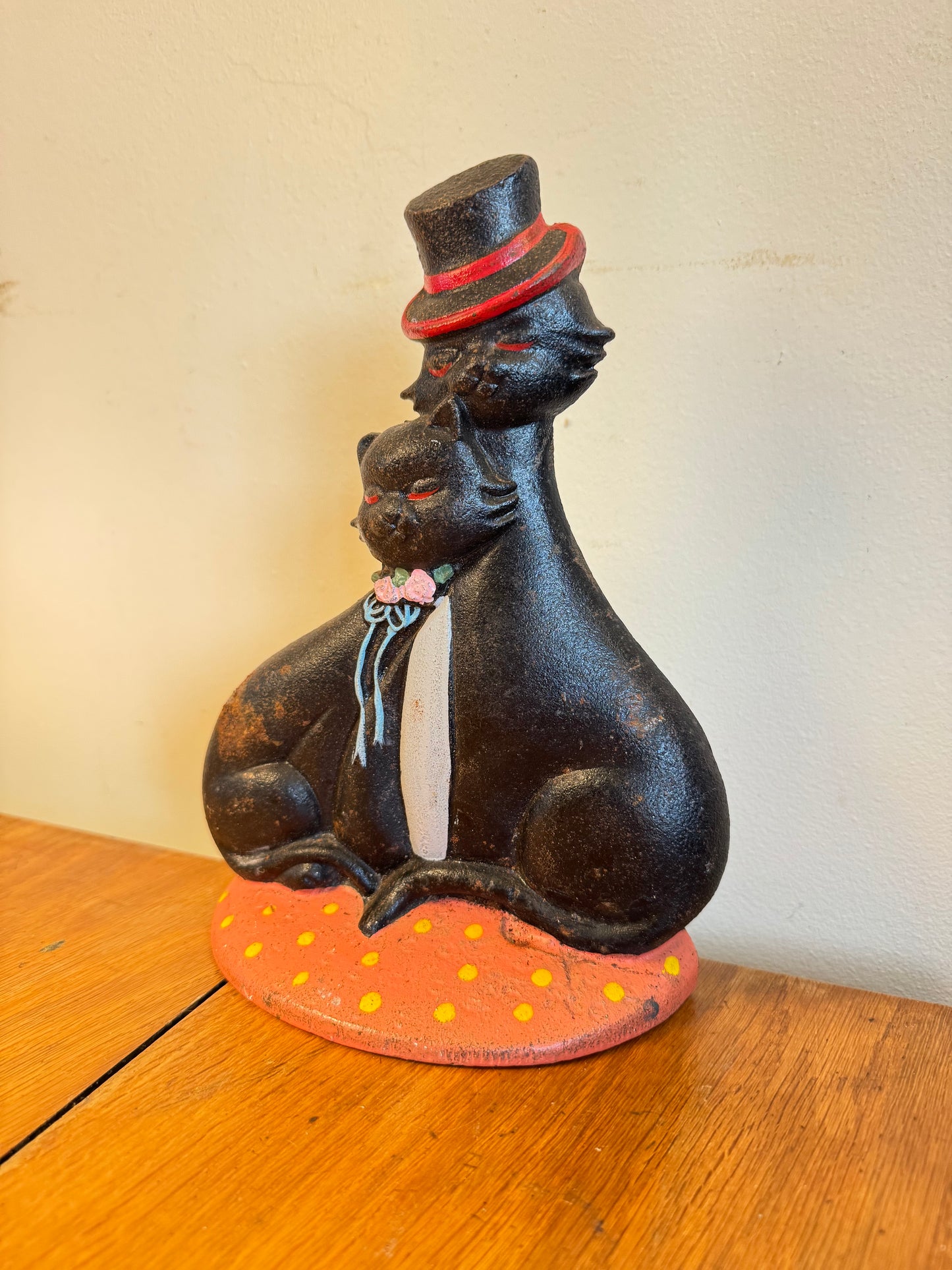 Vintage Cast Iron Tom Cat and Lady Cat Door Stop | Vintage Retro Antique | Quirky Unique |