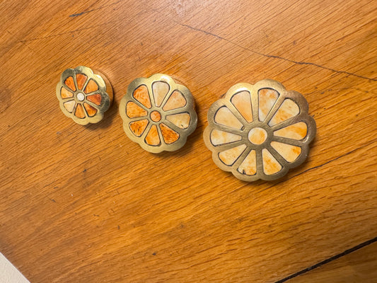 Set of 3 Small Brass Flower Pill Boxes | Vintage Retro | Trinket Box |