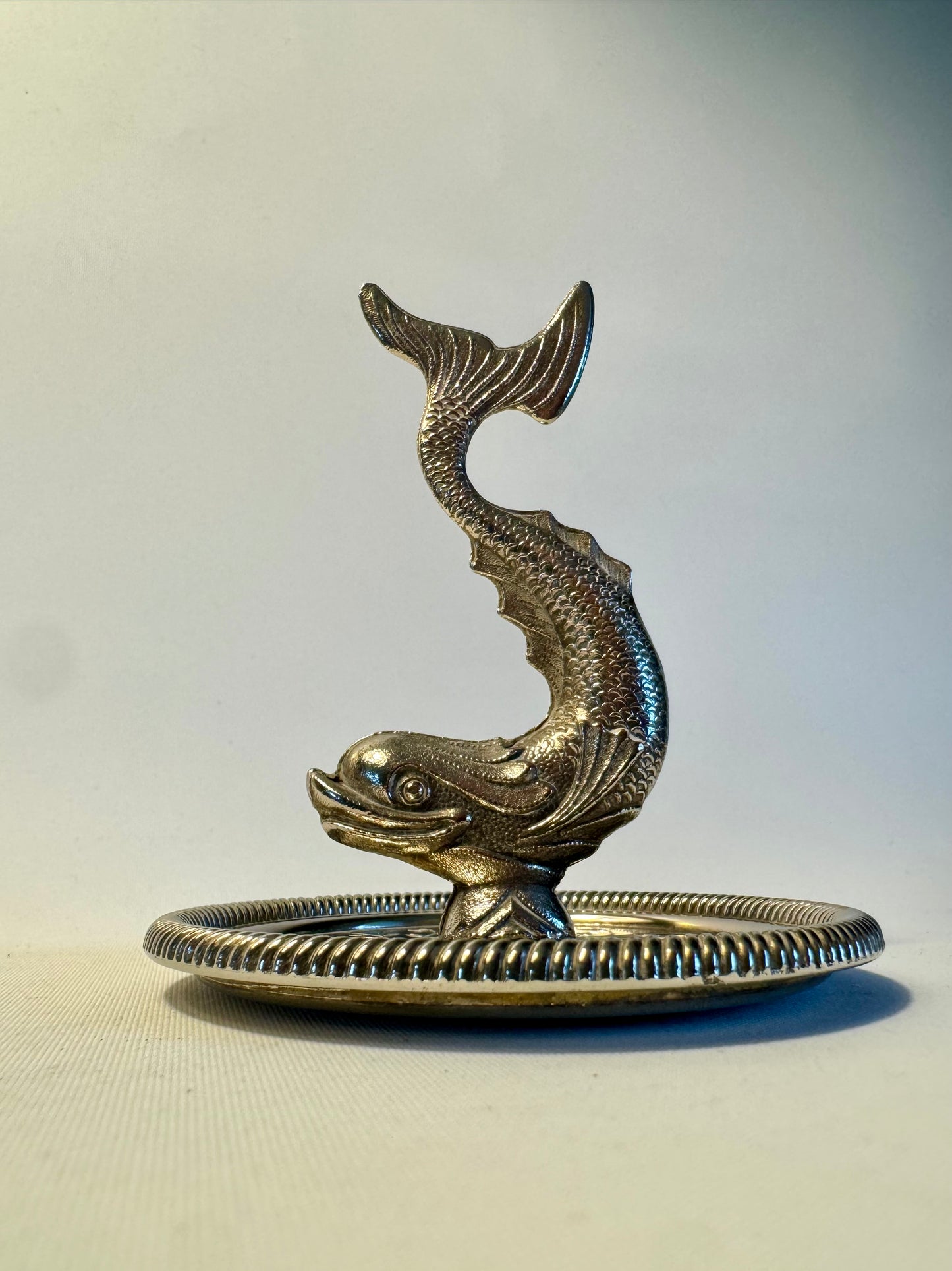 Silver Trinket Dish with Dolphin | Vintage Antique Style | Ring & Jewellery Dish | Zodiac Plate of England |