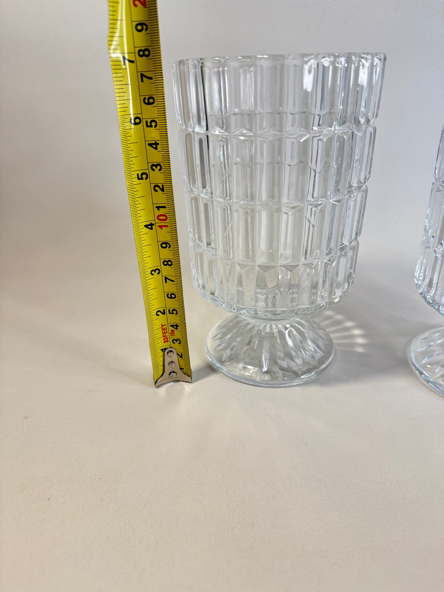 Pair of Retro Clear Footed Vases