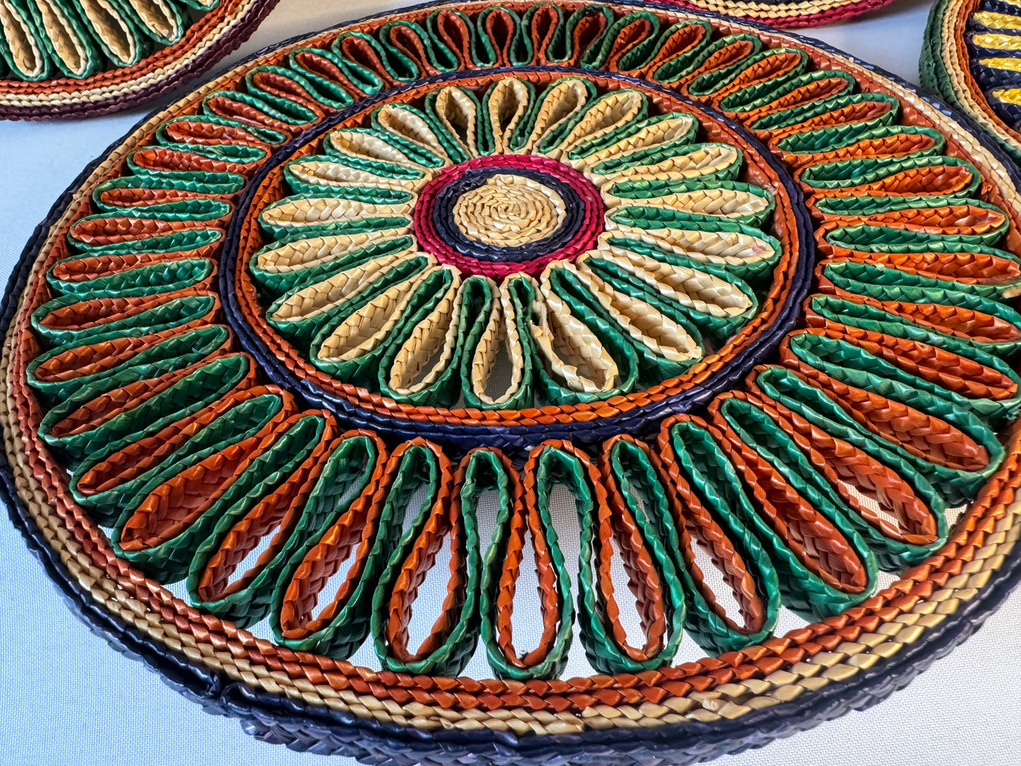 Set of 4 Woven Trivets/ Placemats | Vintage Retro |