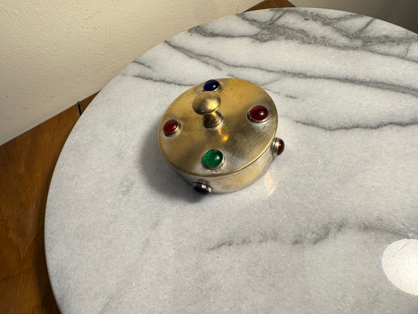 Small Metal Trinket Box with Bead Detail | Arts & Crafts Style | Vintage Retro Quirky |
