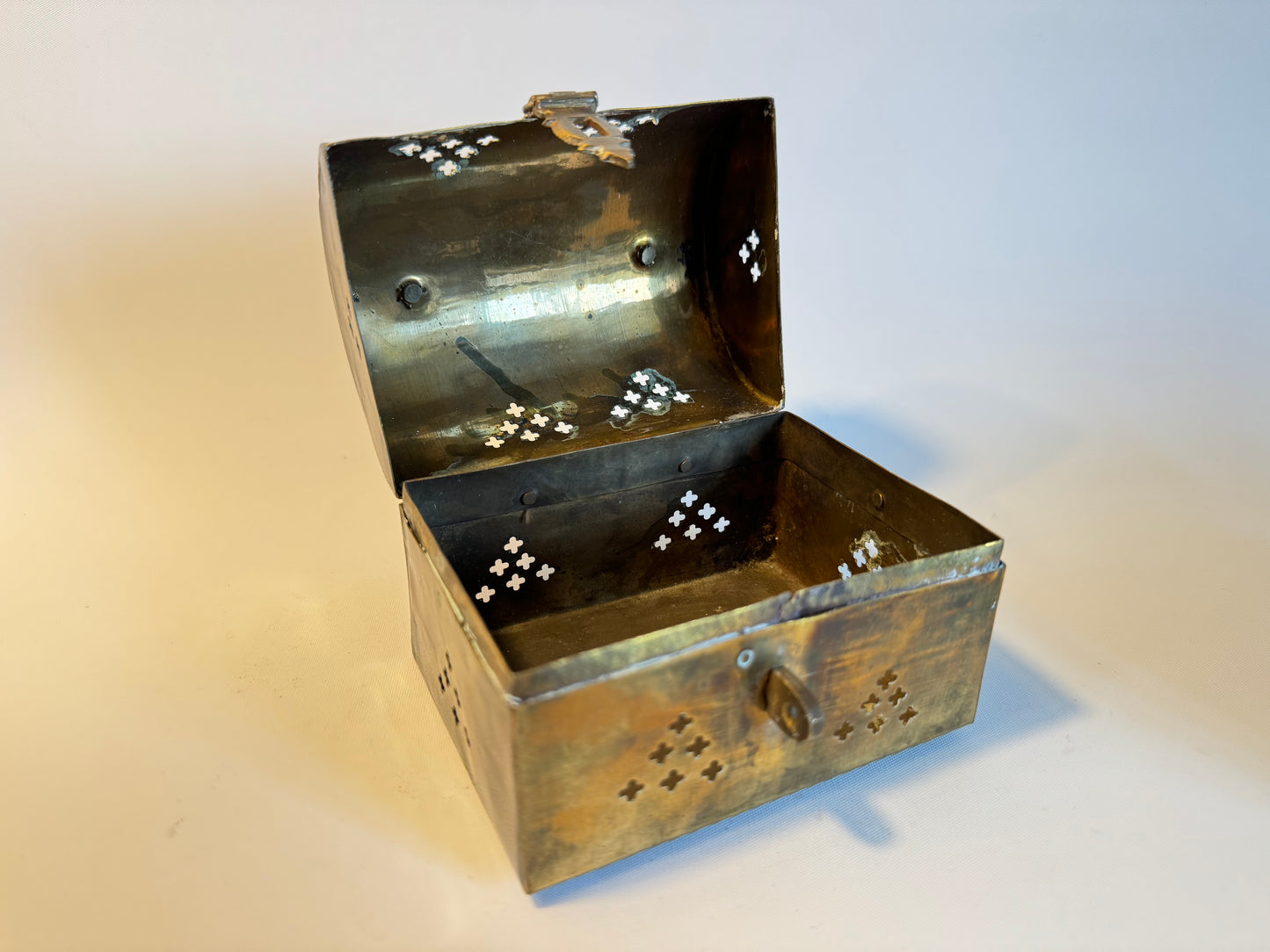 Small Brass Trinket Box | Miniature Chest | Vintage Retro Quirky |