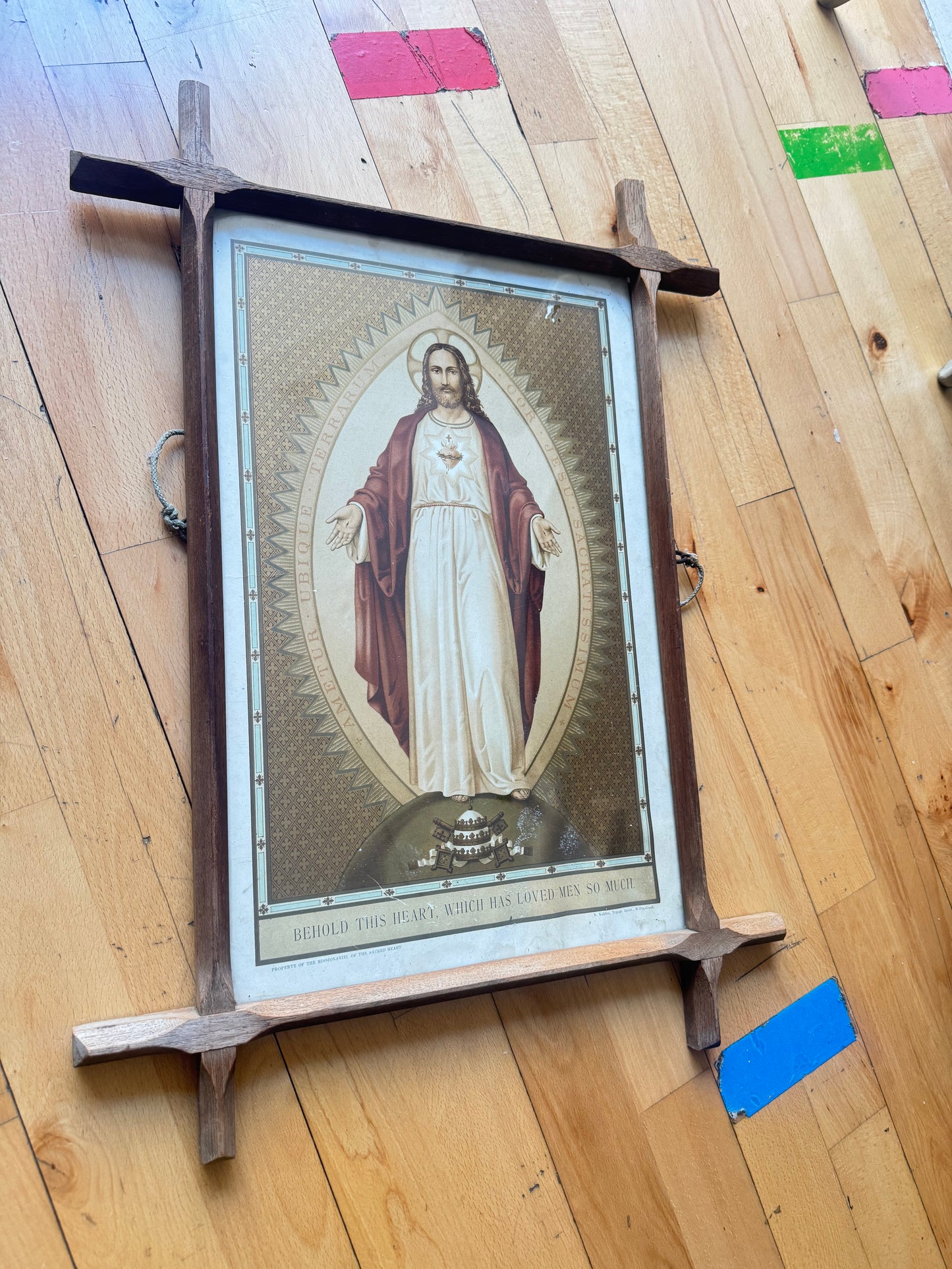 The Sacred Heart of Jesus Antique Framed Art | Vintage Retro | Catholic Holy Religious | Gallery Wall |