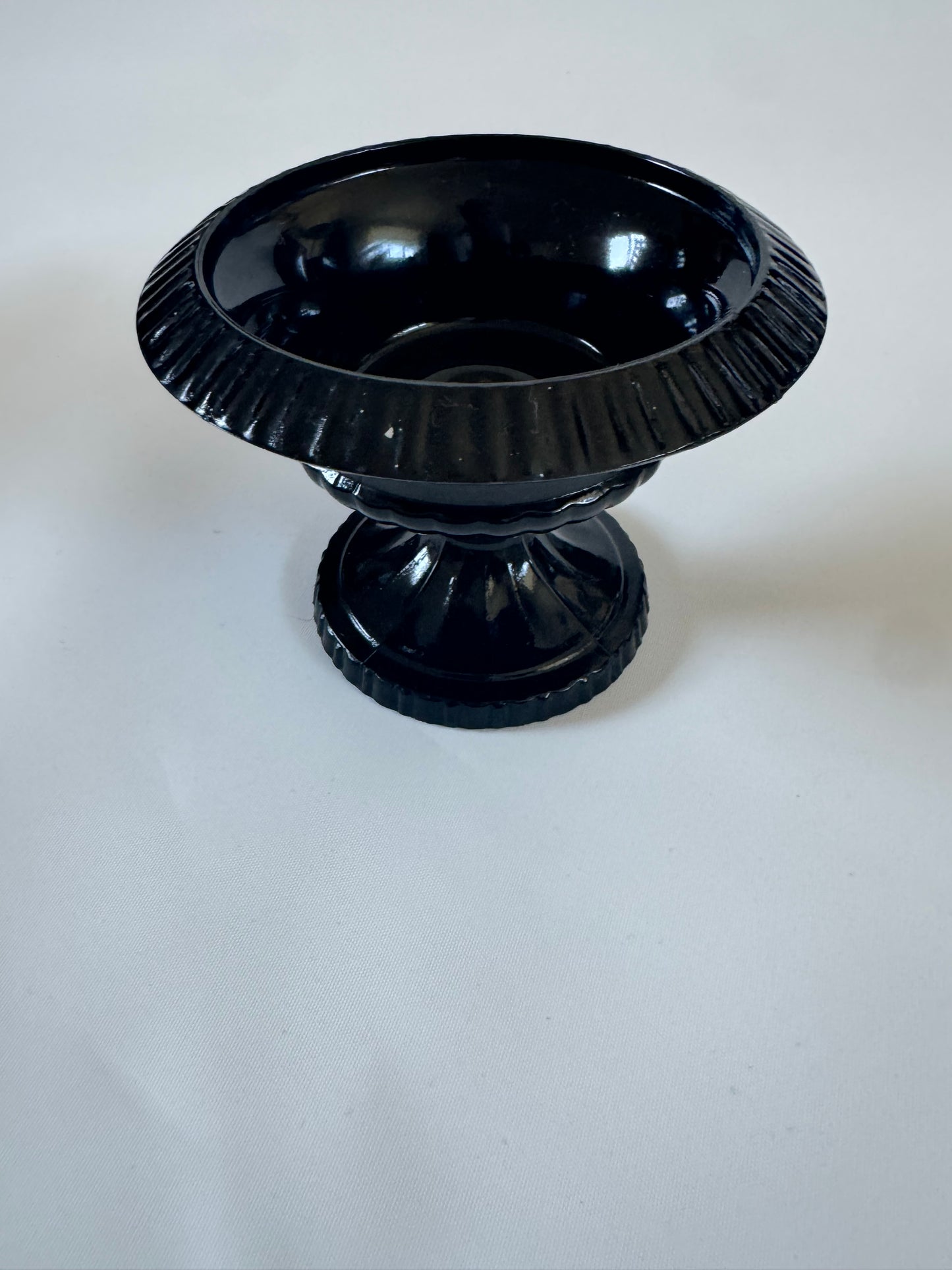 Black Amethyst Style Glass Pedestal Plant Base | Vase/Footed Bowl | Vintage Retro |