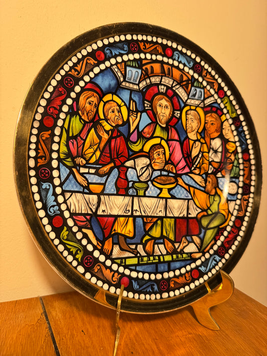 Decorative Colourful Wall Plate of Last Supper | Bone China | Made in England | Religious Quirky | Vintage Retro |