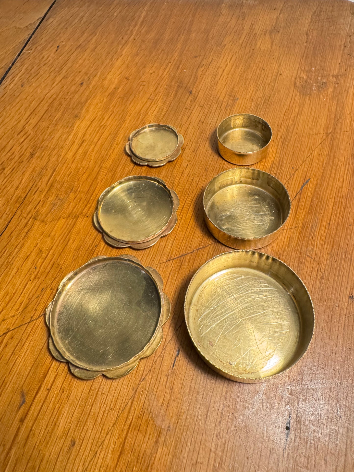Set of 3 Small Brass Flower Pill Boxes | Vintage Retro | Trinket Box |