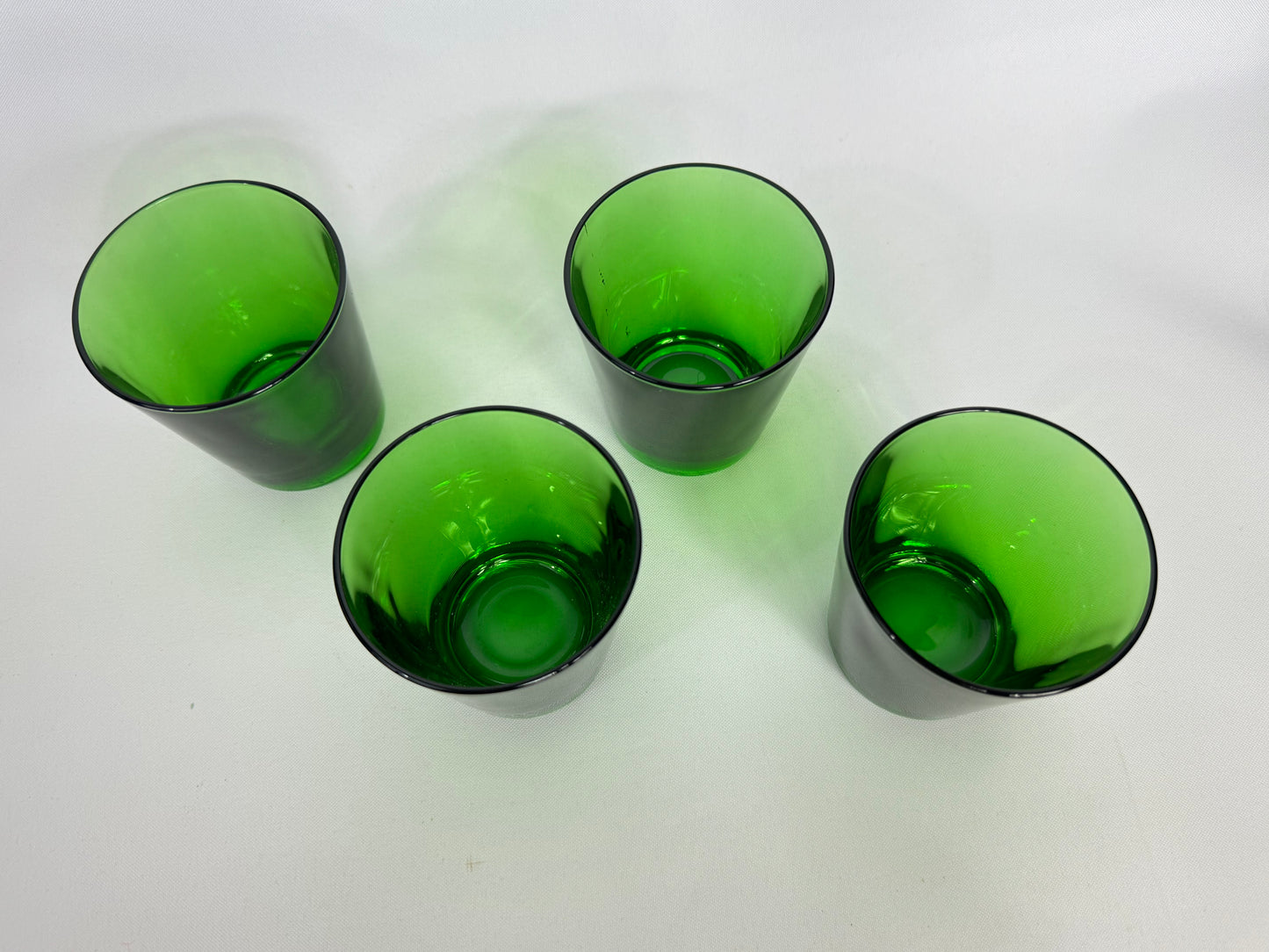 Green Italian Glass Short Tumblers | Vintage Retro MCM Mid Century | Barware |