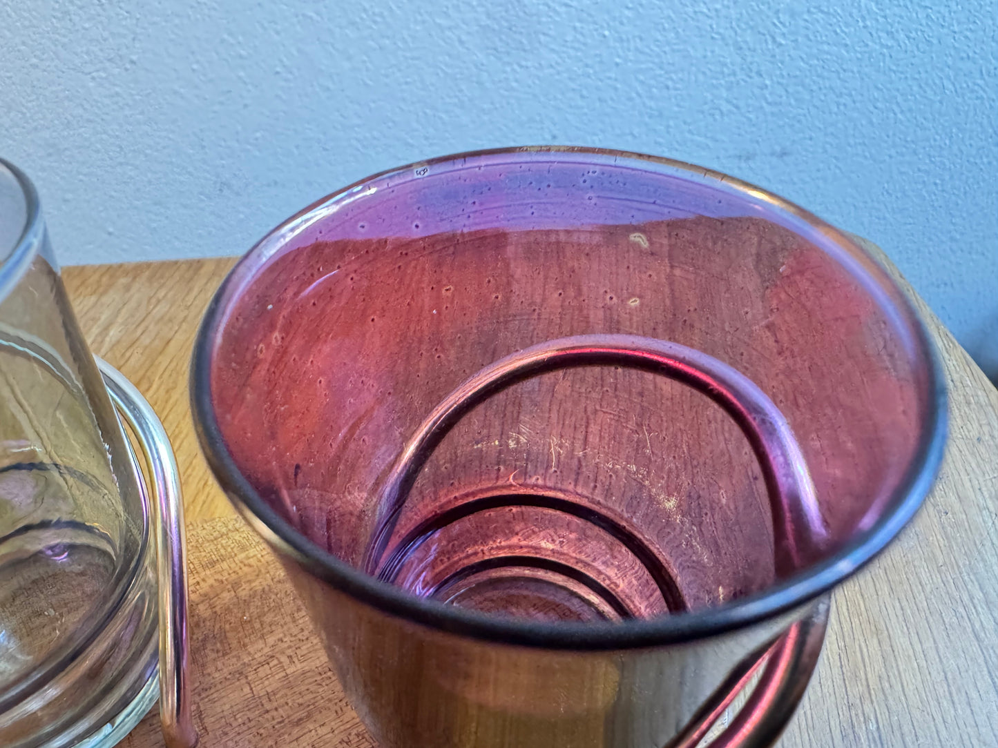 Set of Six Coloured Shot Glasses and a Wooden Serving Tray Stand Wyncraft | 1960s | Made in England | Vintage Retro |