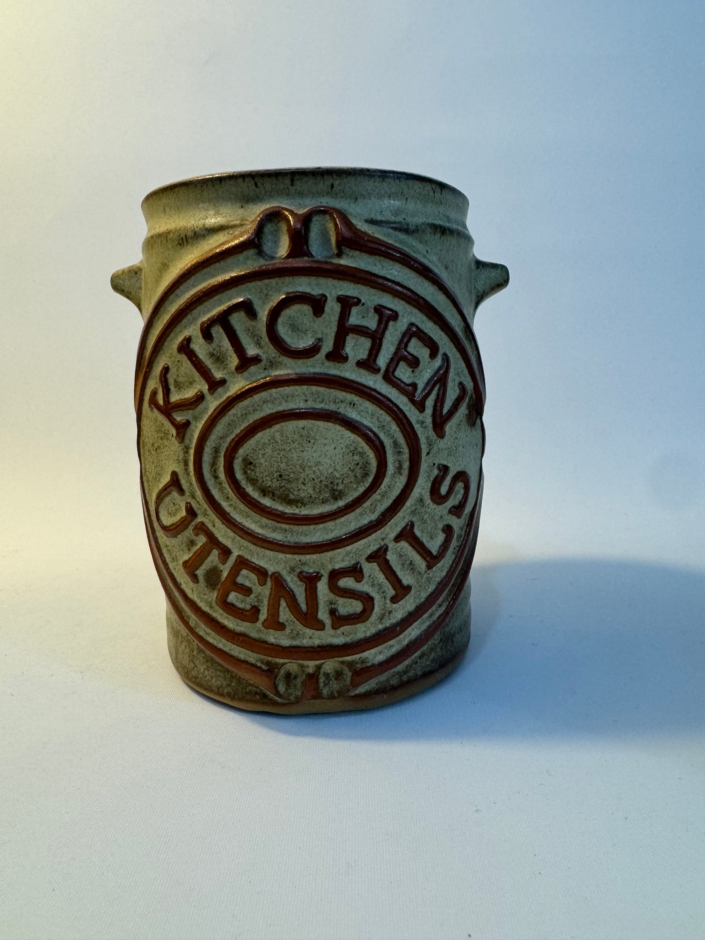 Kitchen Utensil Holder Pot | Stoneware | Vintage Retro 70’s | Kitchenware Kitchenalia |
