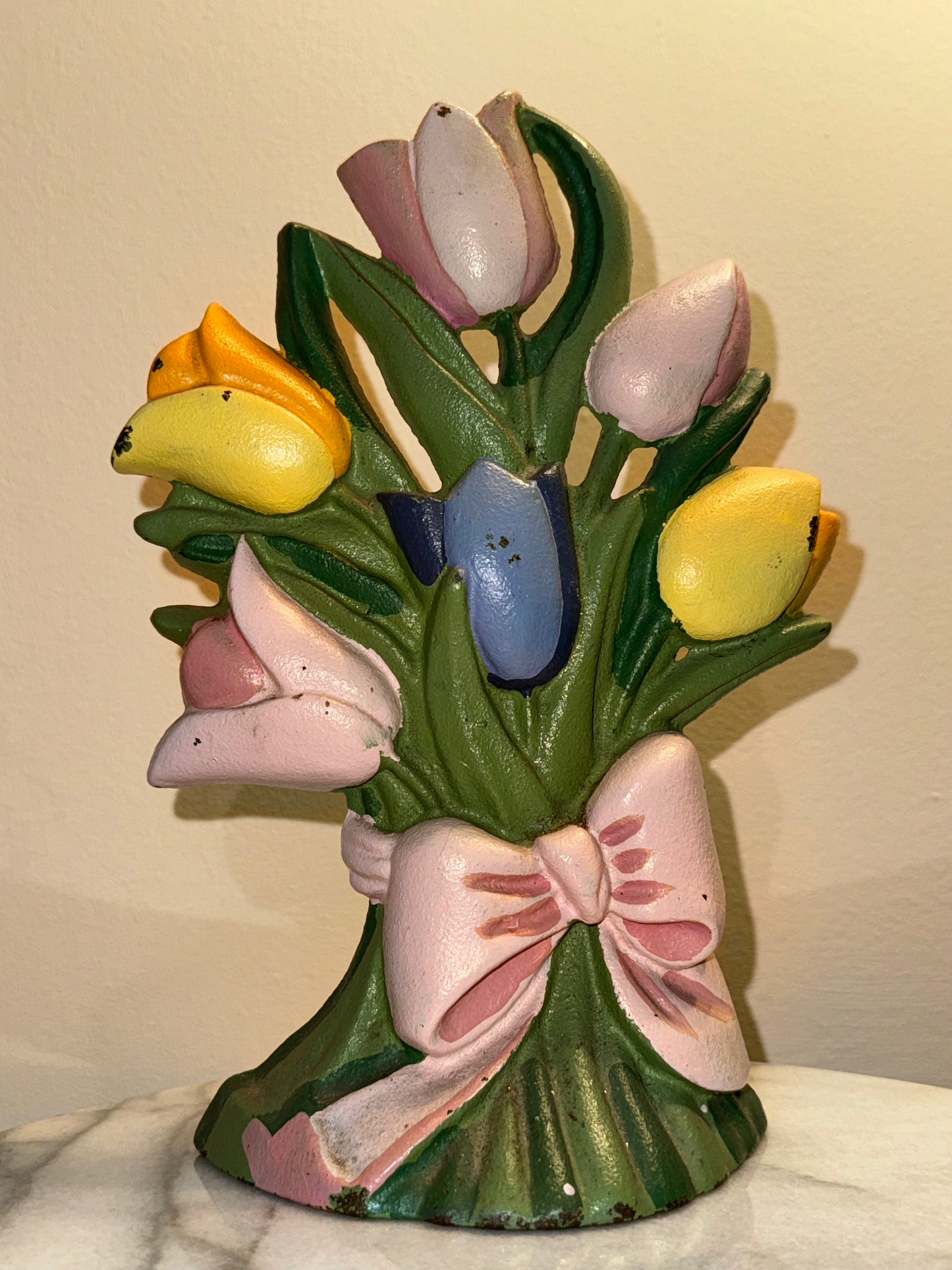 Cast Iron Tulip Flower Door Stop | Vintage Retro |