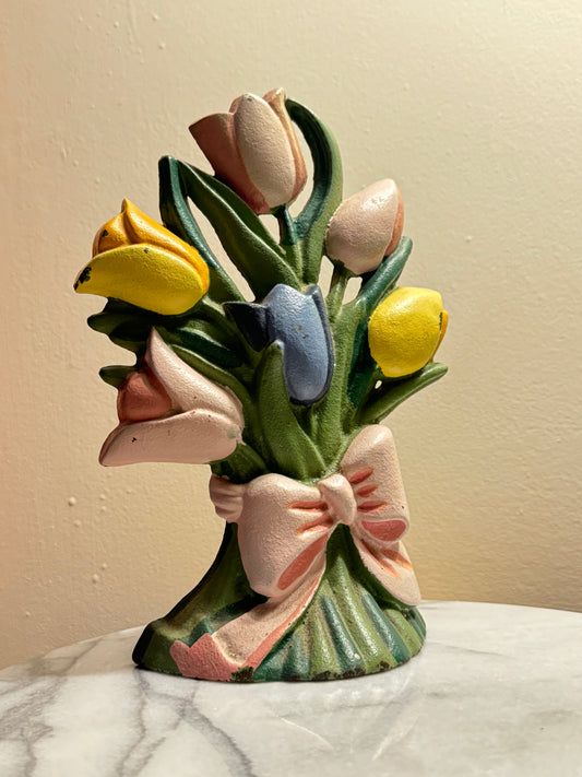 Cast Iron Tulip Flower Door Stop | Vintage Retro |