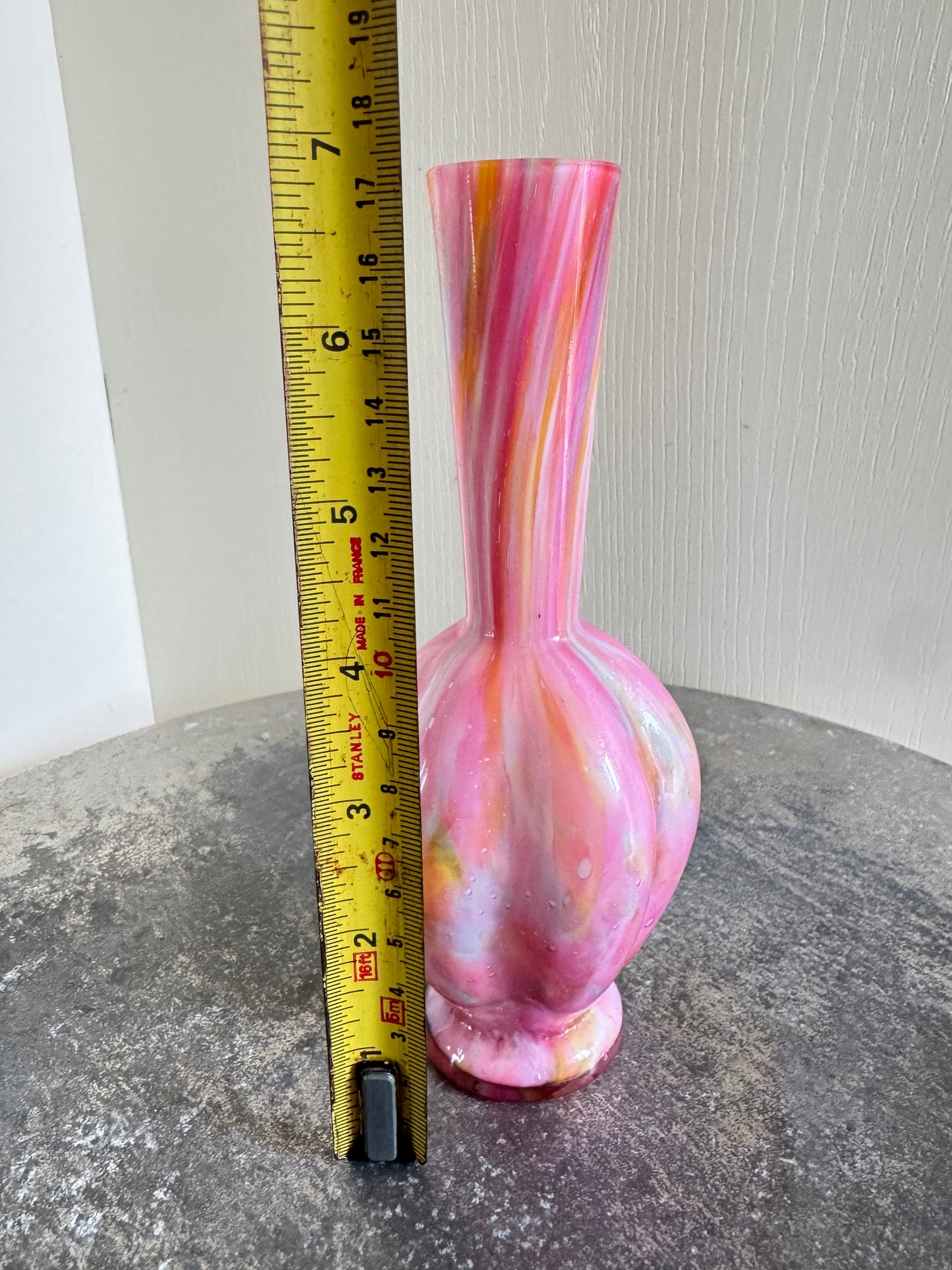 Pink Cased Glass Decorative Bud Vase