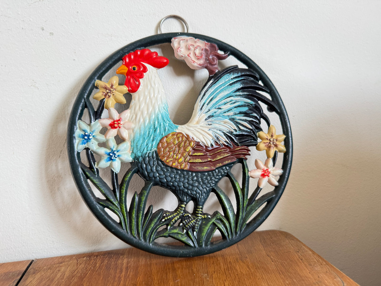 Cast Iron 8” Cockerel Trivet Pot Stand/ Wall Hanging | Cottagecore Farmhouse | Vintage Kitchenware Kitchenalia |