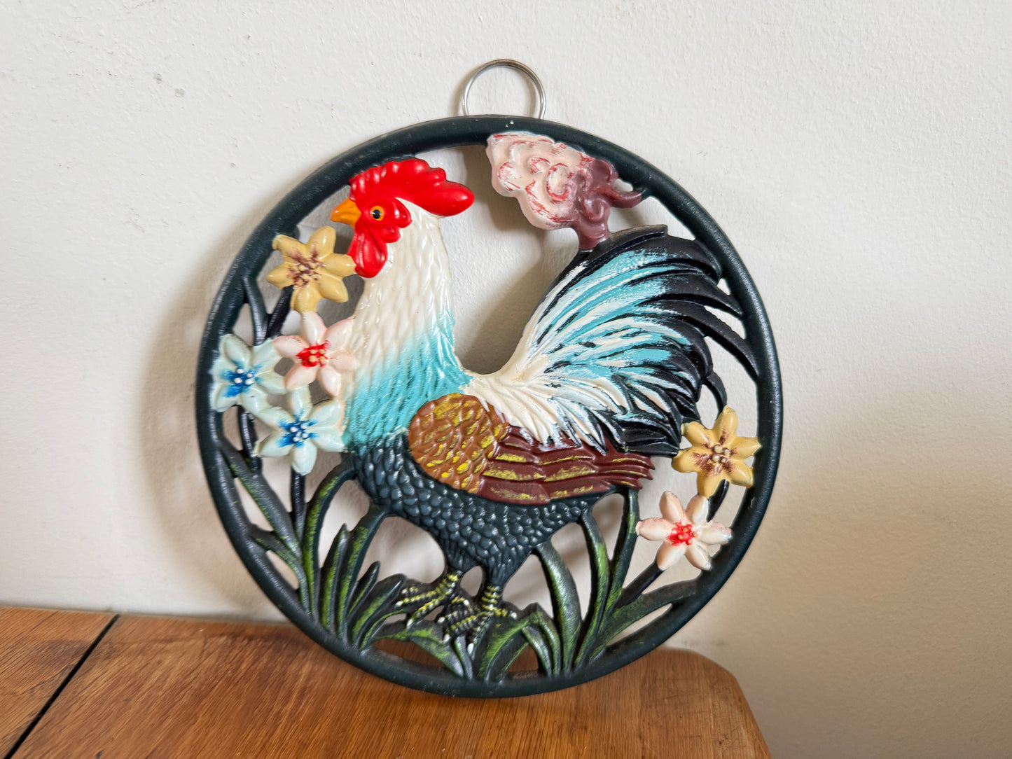 Cast Iron 8” Cockerel Trivet Pot Stand/ Wall Hanging | Cottagecore Farmhouse | Vintage Kitchenware Kitchenalia |