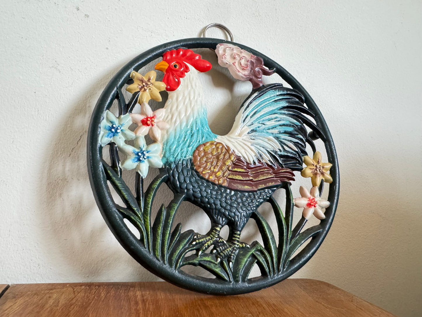 Cast Iron 8” Cockerel Trivet Pot Stand/ Wall Hanging | Cottagecore Farmhouse | Vintage Kitchenware Kitchenalia |