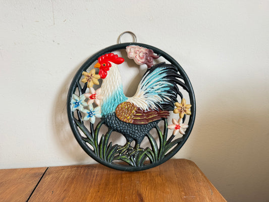 Cast Iron 8” Cockerel Trivet Pot Stand/ Wall Hanging | Cottagecore Farmhouse | Vintage Kitchenware Kitchenalia |
