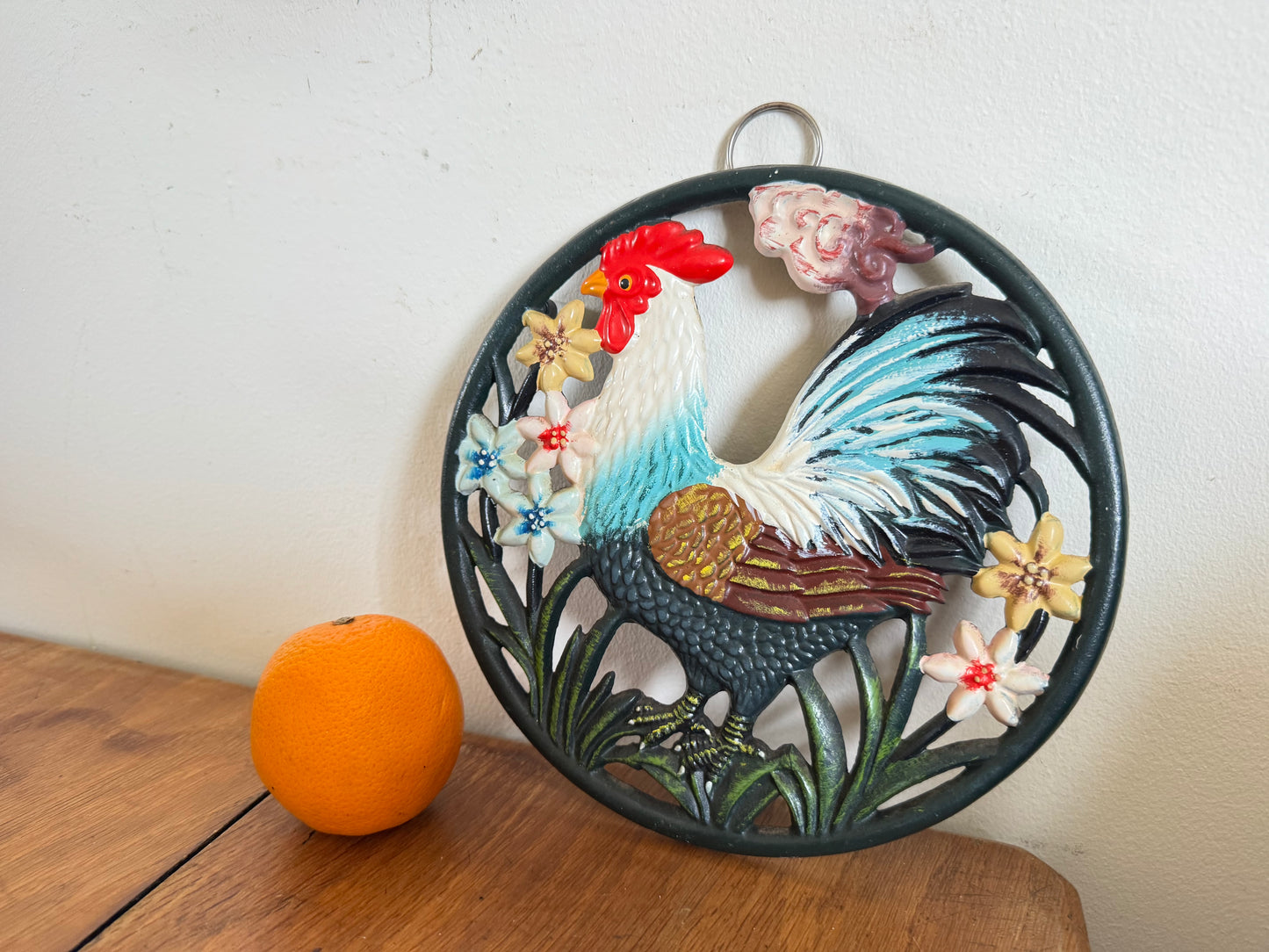 Cast Iron 8” Cockerel Trivet Pot Stand/ Wall Hanging | Cottagecore Farmhouse | Vintage Kitchenware Kitchenalia |